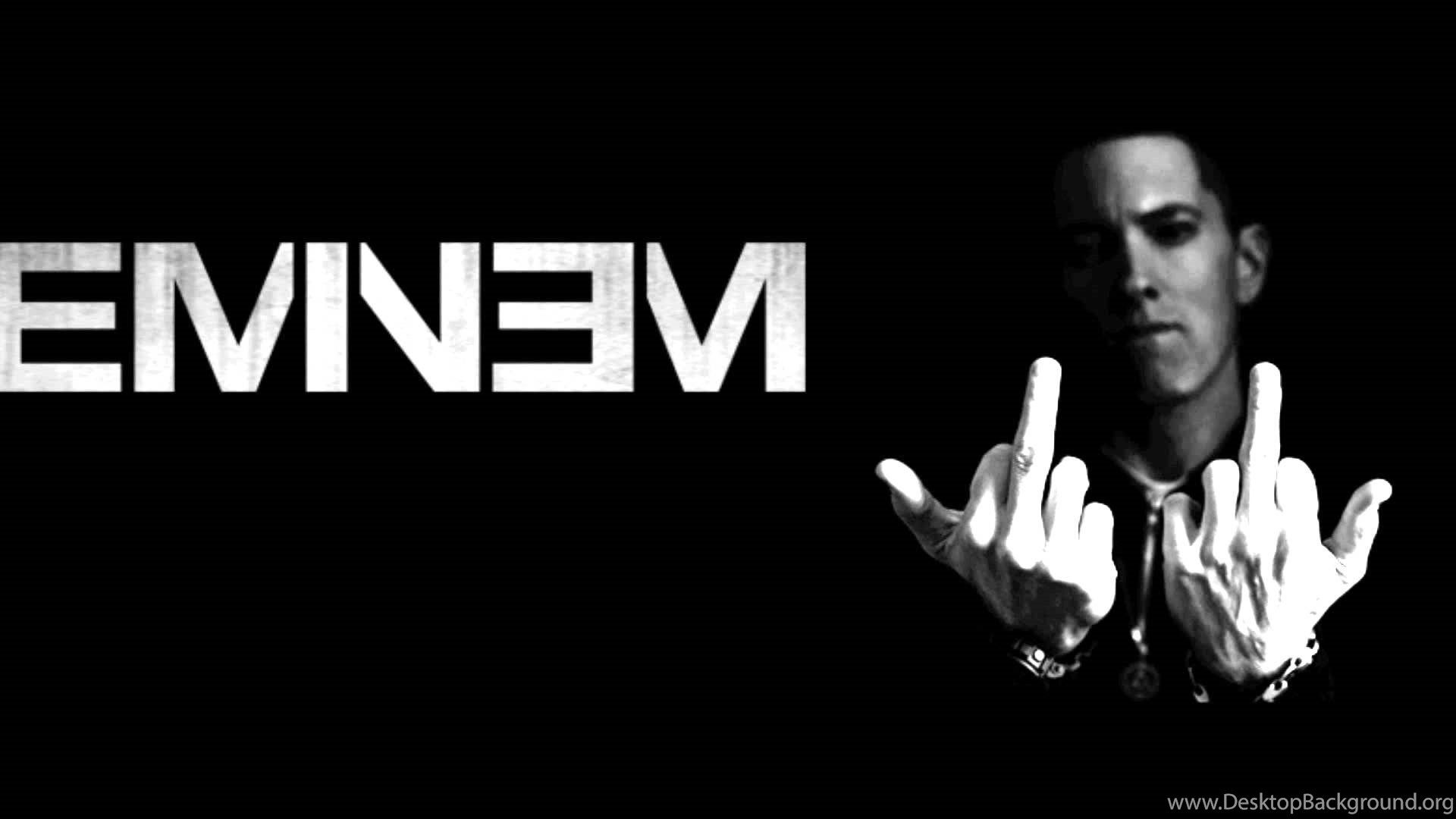 Eminem dito medio bianco nero, rapper, 1920x1080 Full HD, Desktop