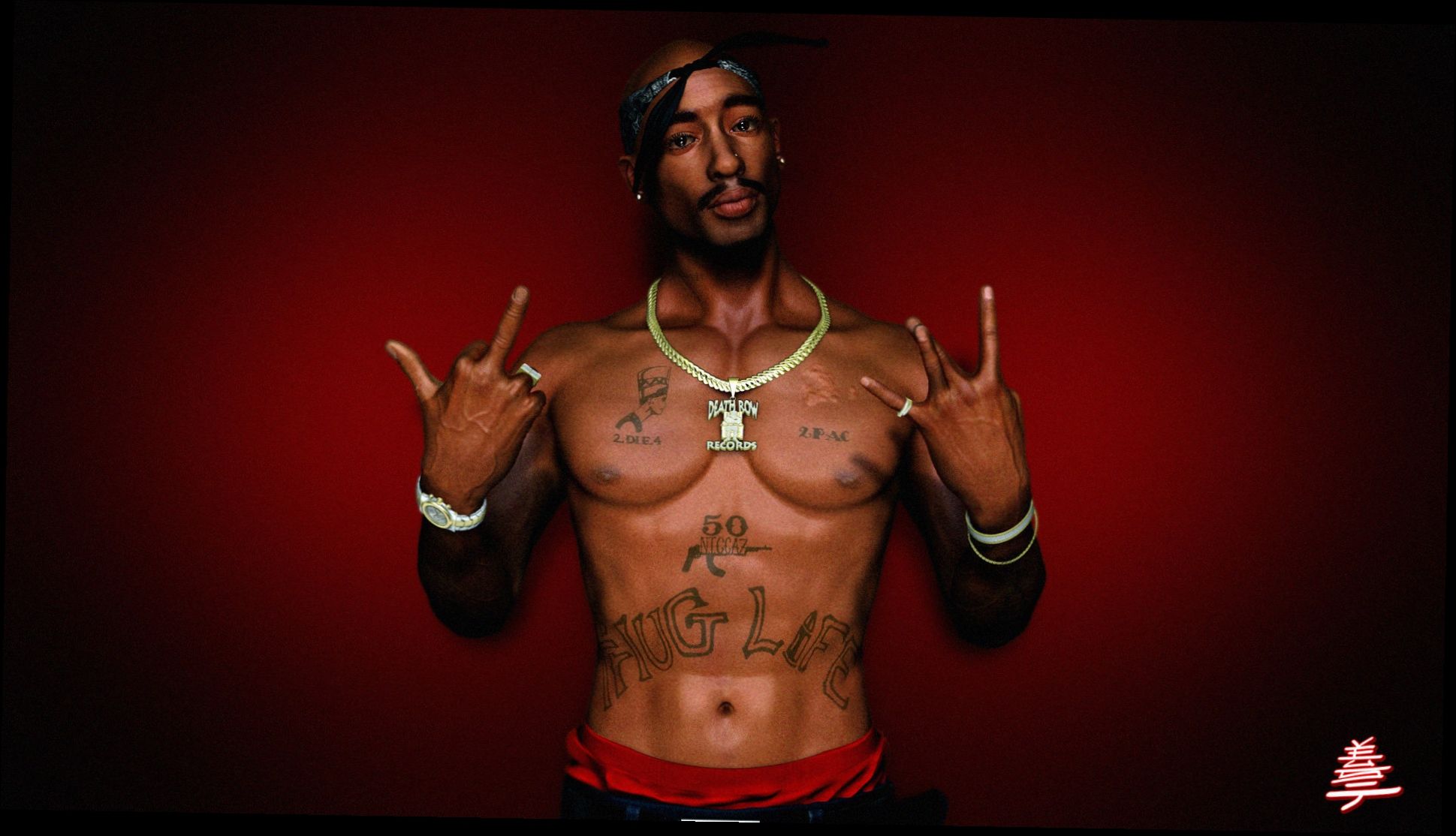 Tupac Shakur, sfondo rosso, 2Pac, 1939x1114 Full HD, PC