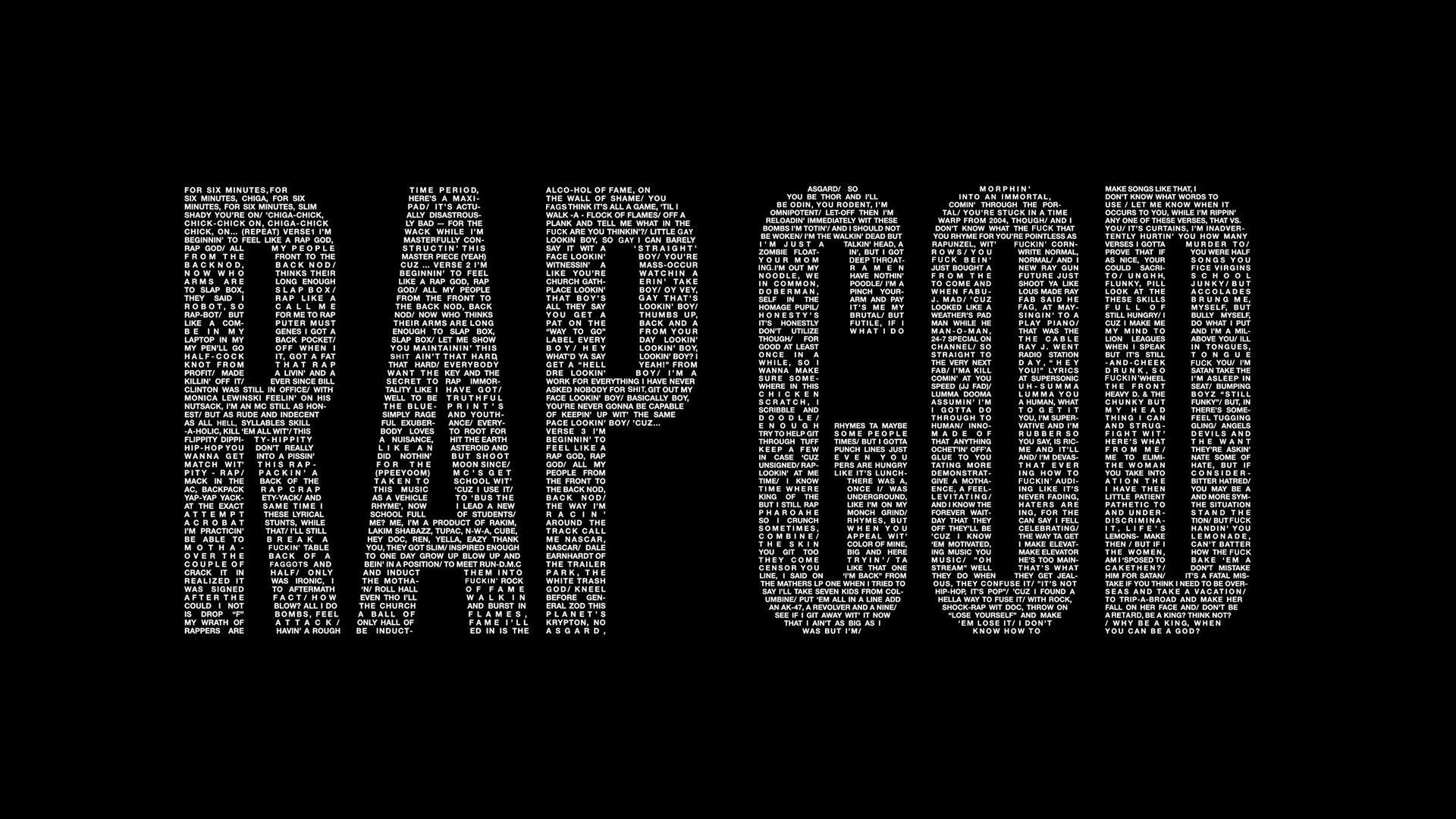 Scritta Rap God testo, 1920x1080 1080p, PC
