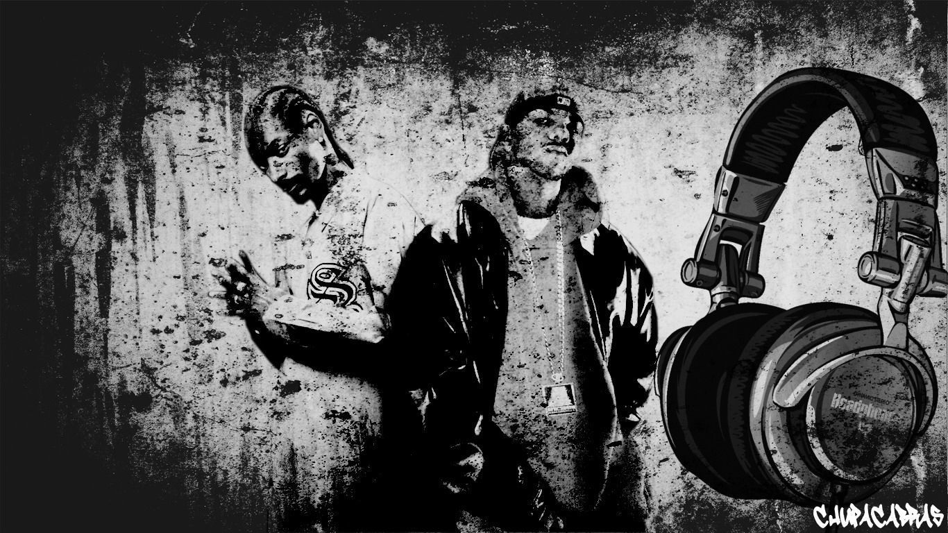Rapper stencil cuffie bianco nero, 1366x768 720p, iMac