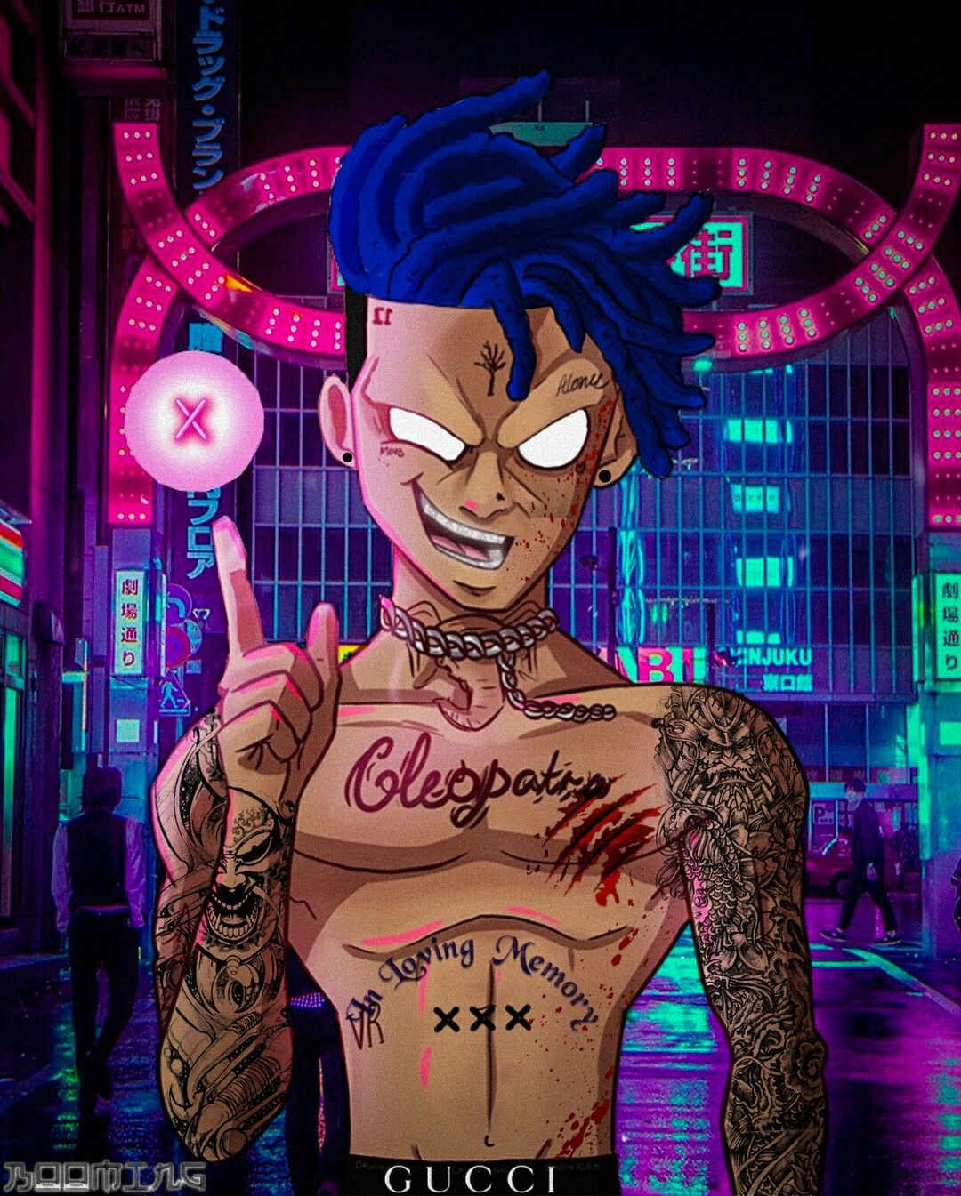 XXXTentacion cartoon stile anime, Jahseh Onfroy, 1080x1345 Full HD Verticale, Smartphone