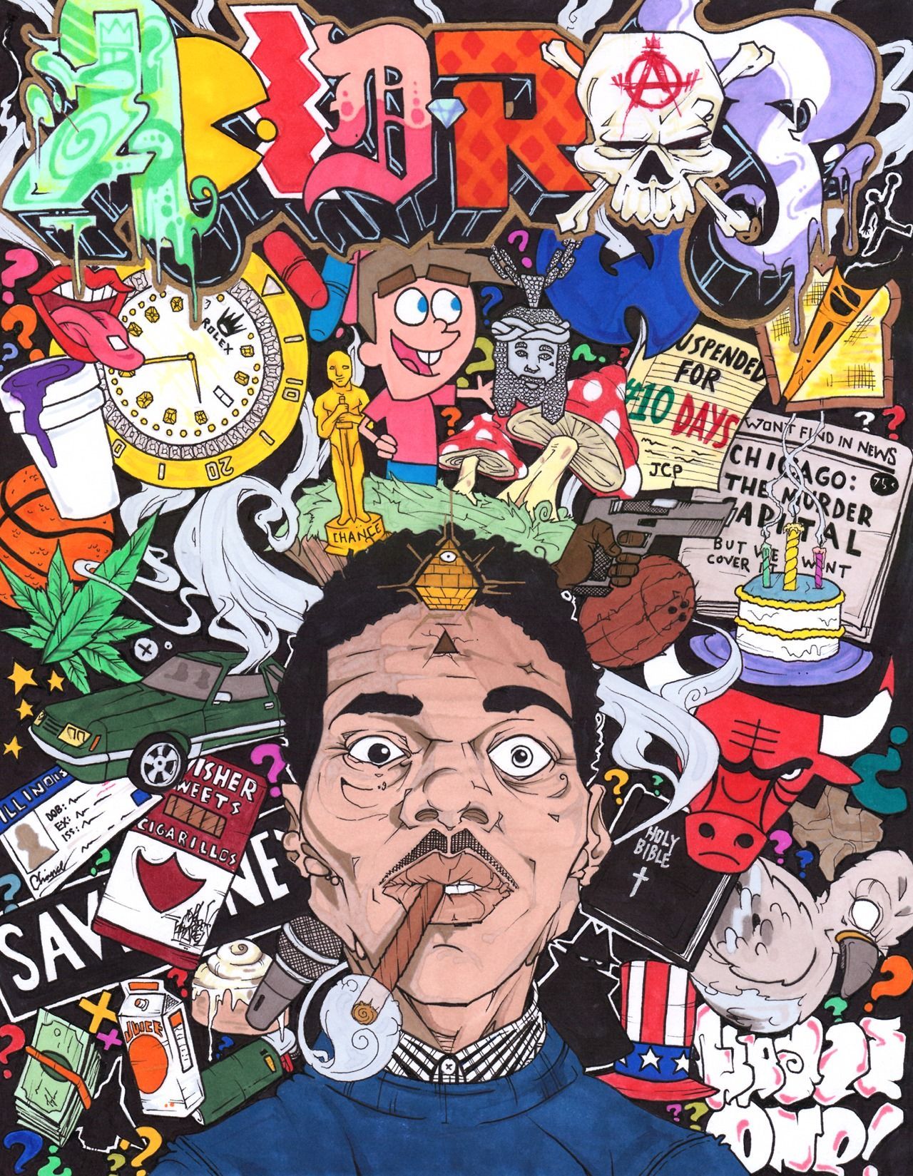 Rapper cuffie graffiti bianco nero, 1366x768 720p, PC