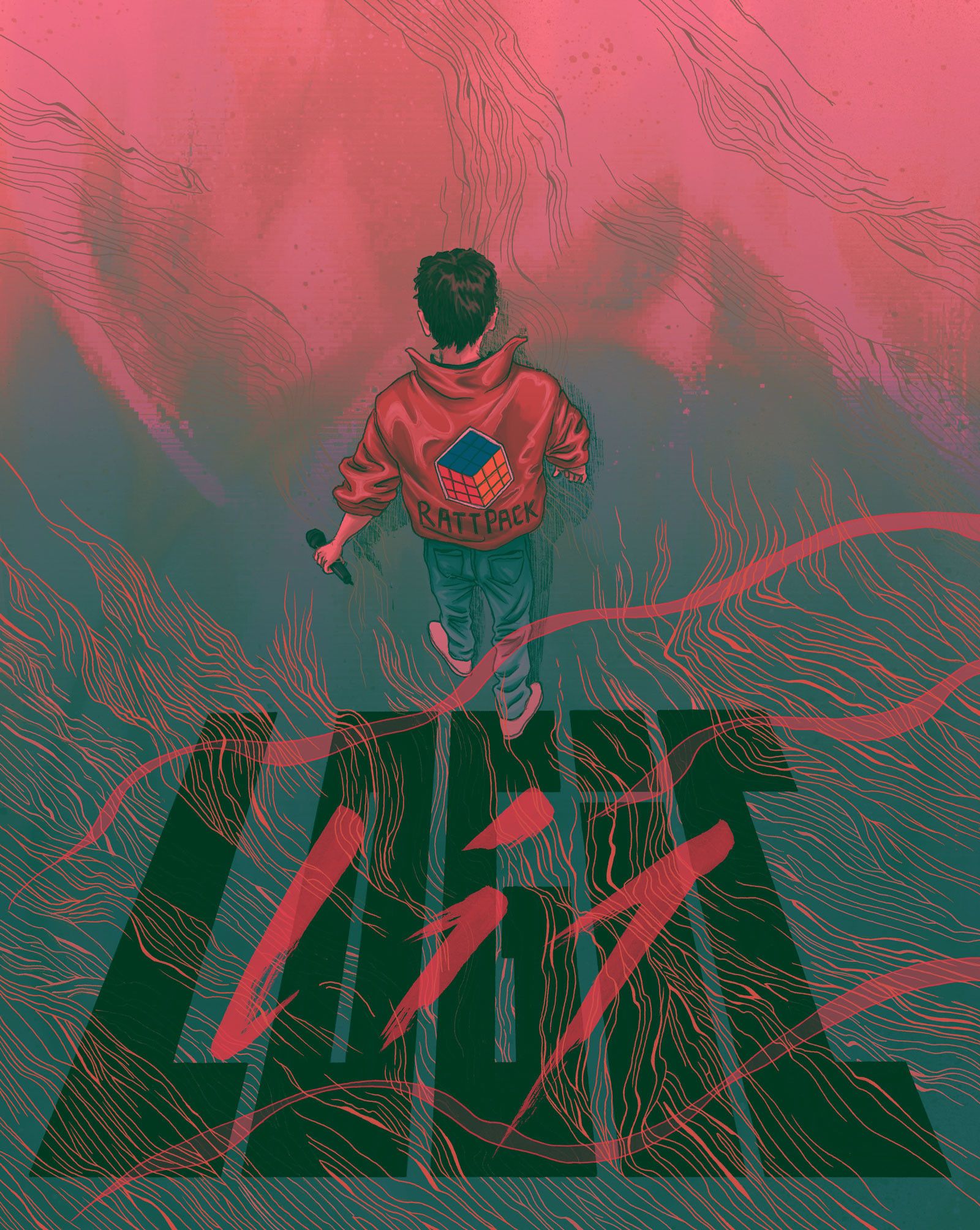 Ragazzo con felpa rossa, illustrazione, 1600x2008 Full HD Verticale, iPhone