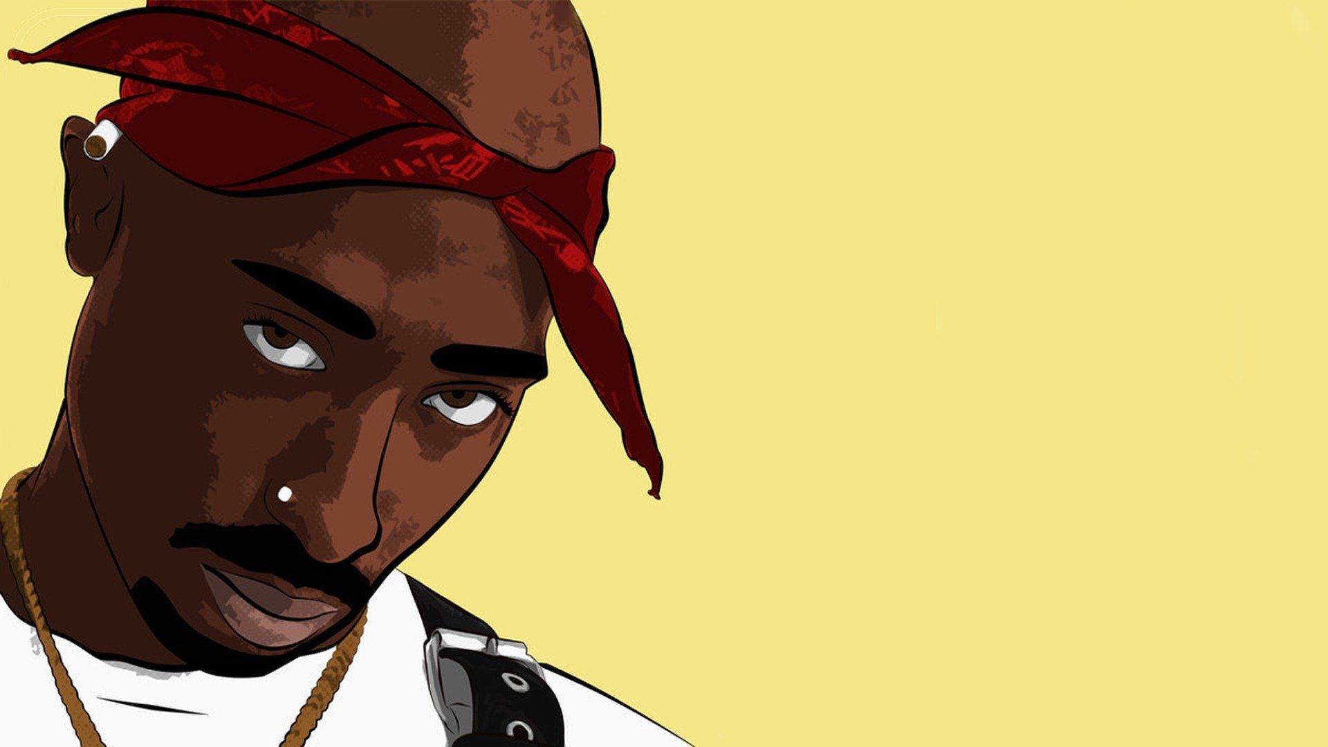 Tupac cartoon bandana rossa, 1920x1080 Full HD, PC