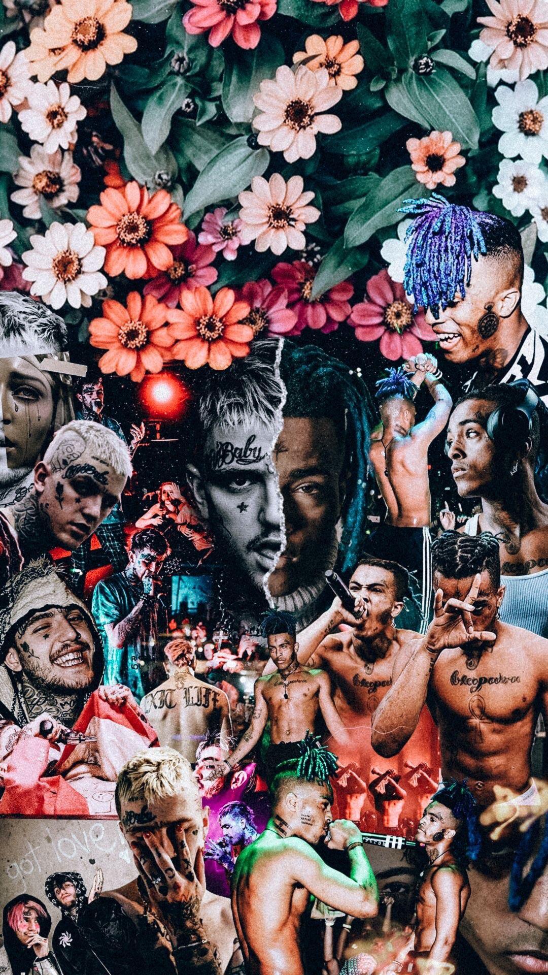 Collage rapper con fiori, 1080x1920 Verticale, Mobile