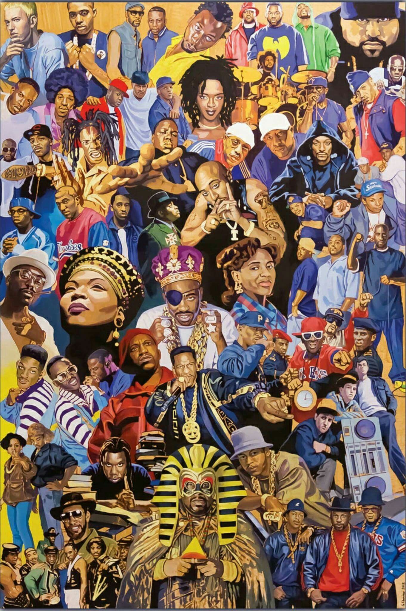 Collage artistico leggende hip hop, 1361x2048 Verticale, Mobile