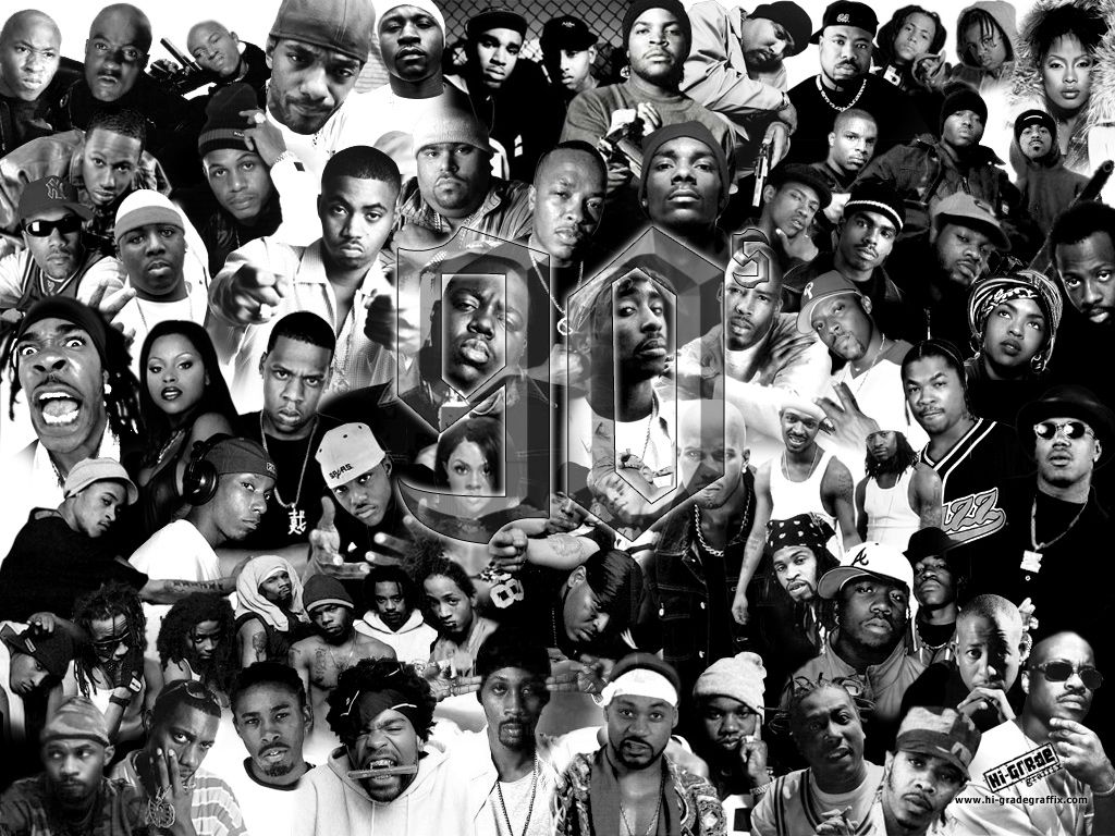 Collage rapper anni 90 bianco nero, 1024x768 HD, Desktop