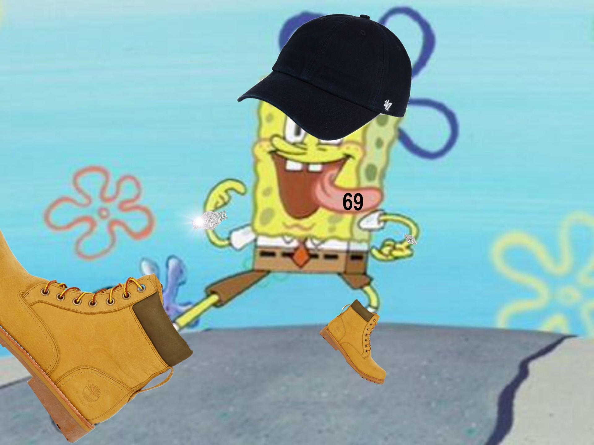 SpongeBob con cappellino nero, cartone animato, 1920x1440 WUXGA, Desktop