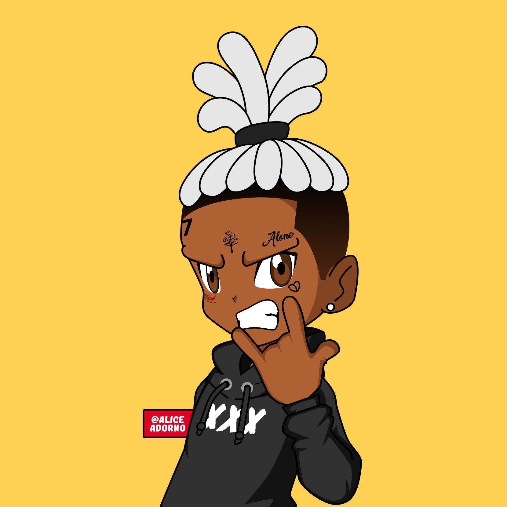 Personaggio cartoon rapper sfondo giallo, 1660x1660 900p, Laptop