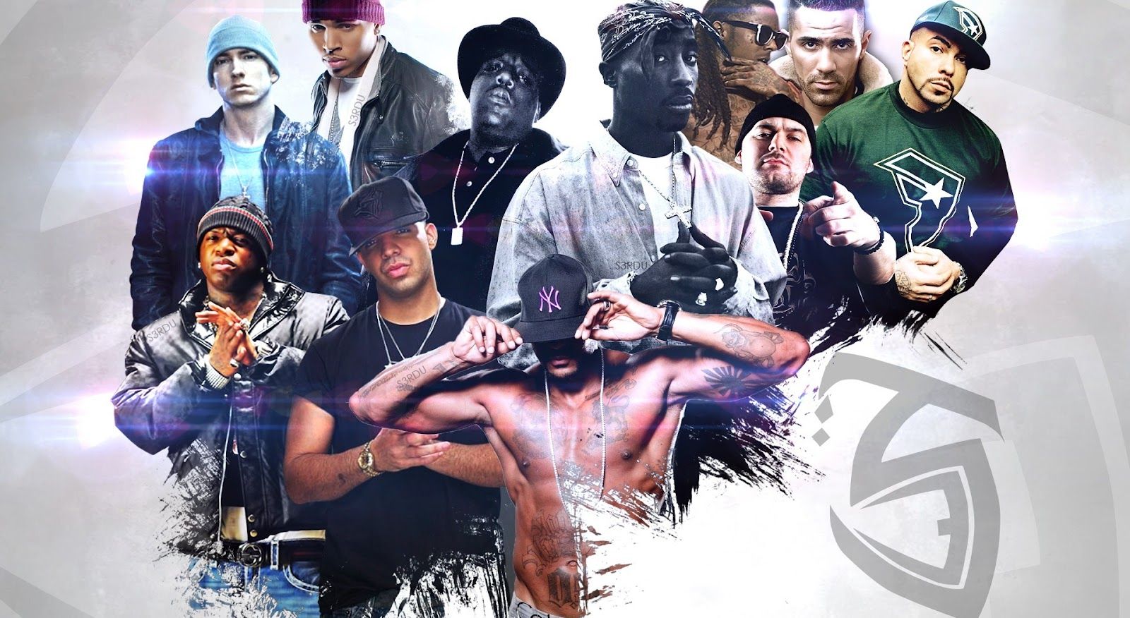 Collage rapper famosi bianco/nero, 1600x876 900p, Laptop