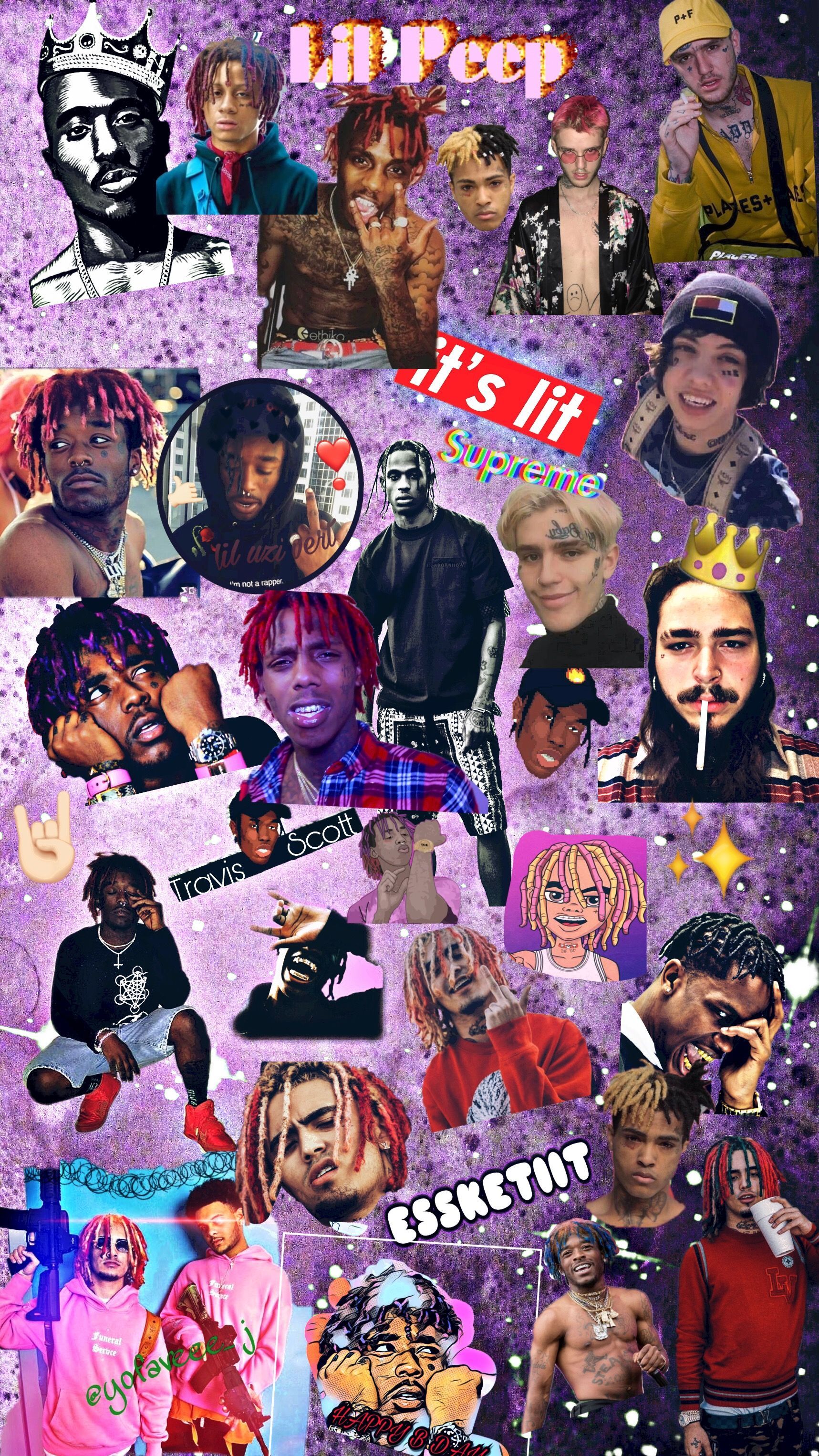 Collage rapper viola glitter, 1717x3052 Full HD Verticale, Smartphone