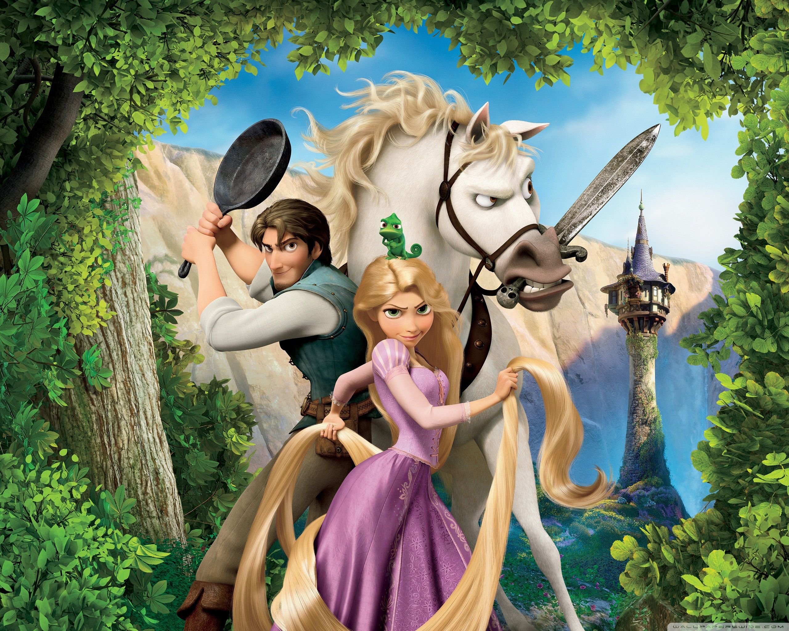 Rapunzel, Flynn e cavallo Maximus, 2560x2048 WQXGA, Desktop