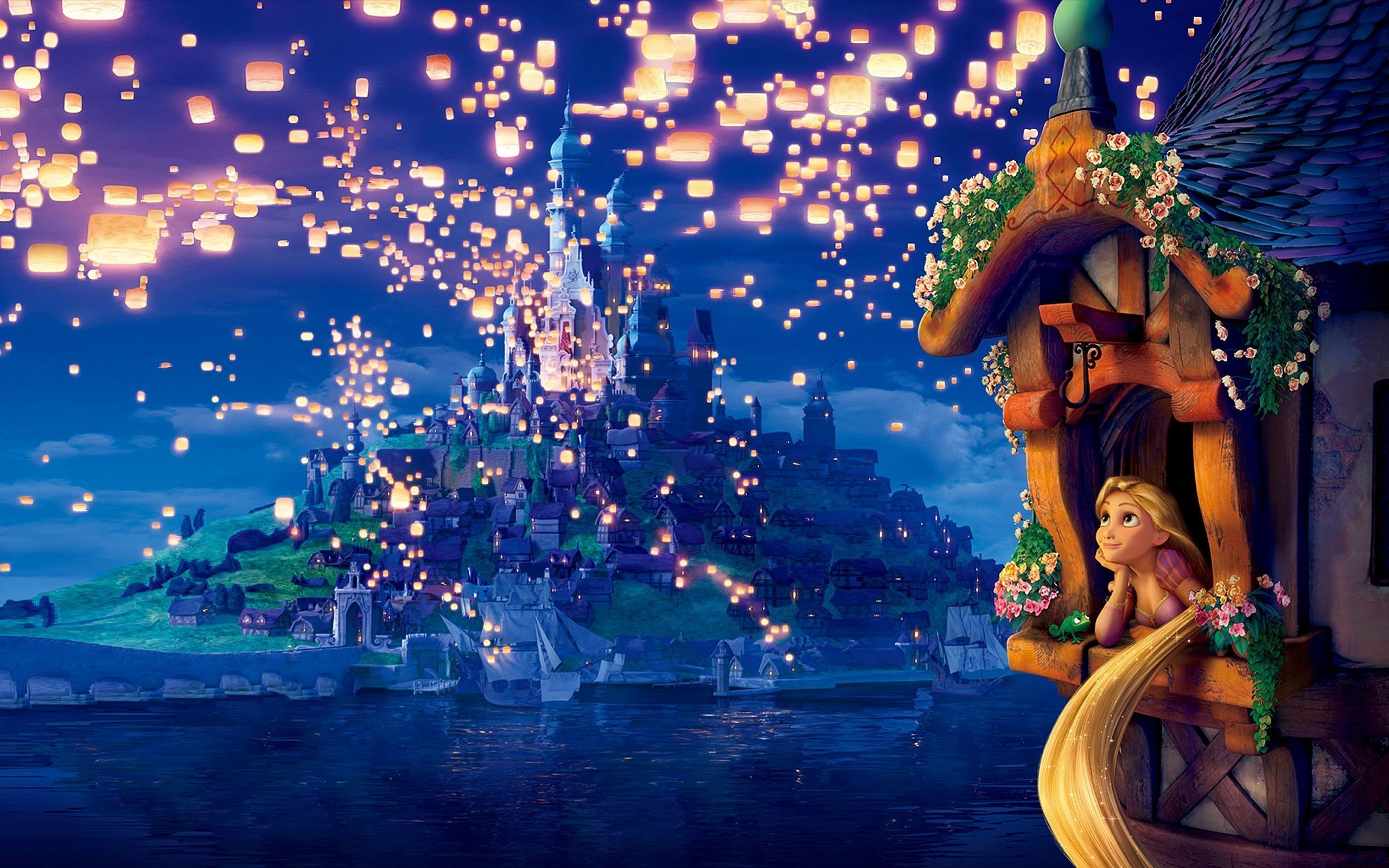 Rapunzel torre lanterne notte, 2560x1600 WQXGA, Monitor Gaming