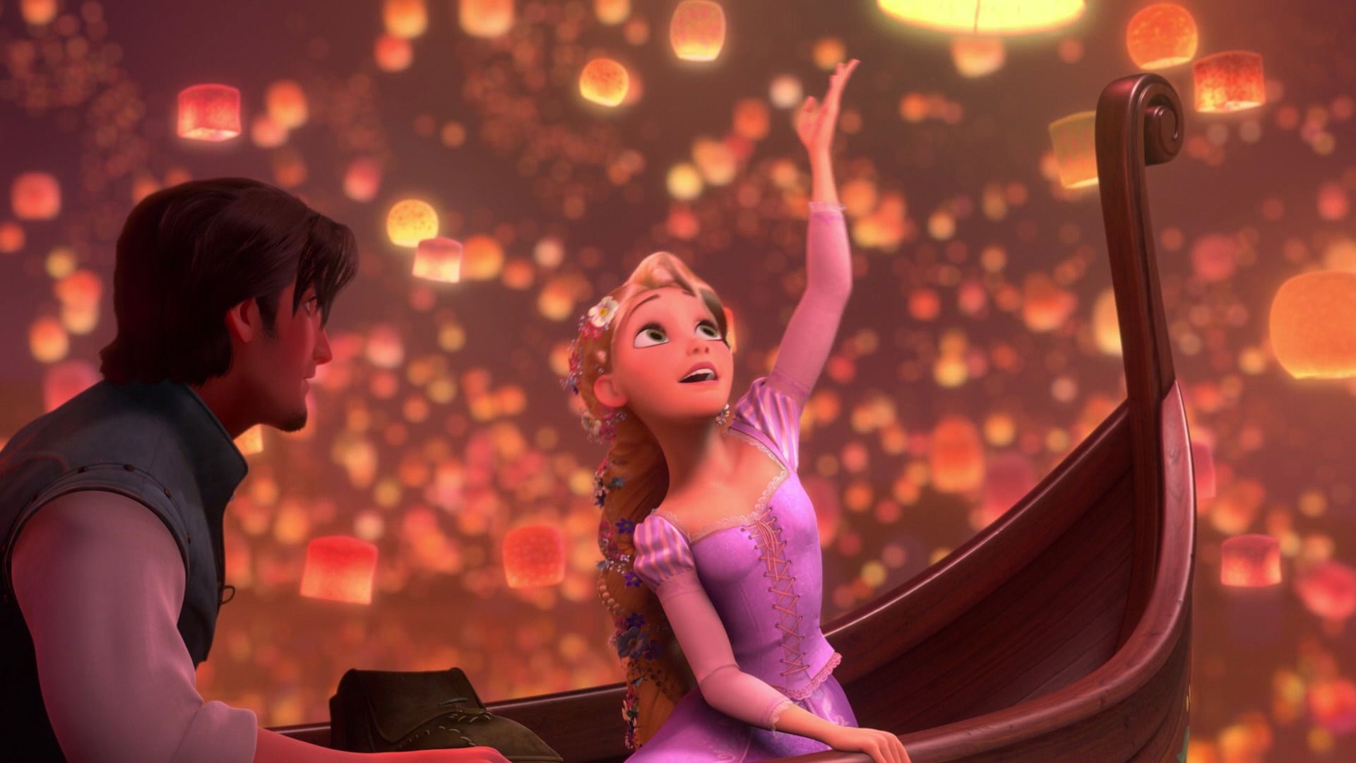 Rapunzel e Flynn barca lanterne, 1920x1080 Full HD 1080p, Desktop