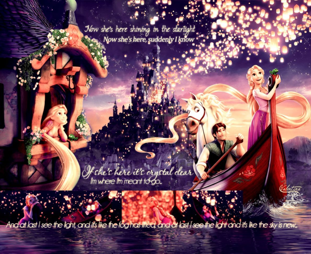 Rapunzel Flynn Rider castello notte, 1190x972 HD, PC