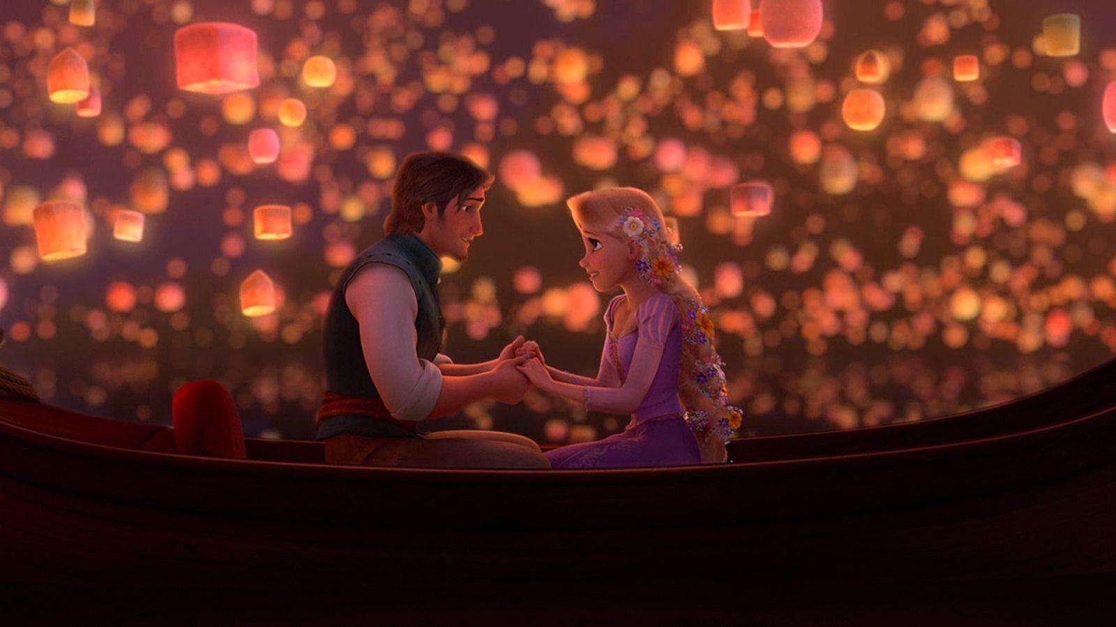 Rapunzel e Flynn lanterne, 1600x900 900p, PC