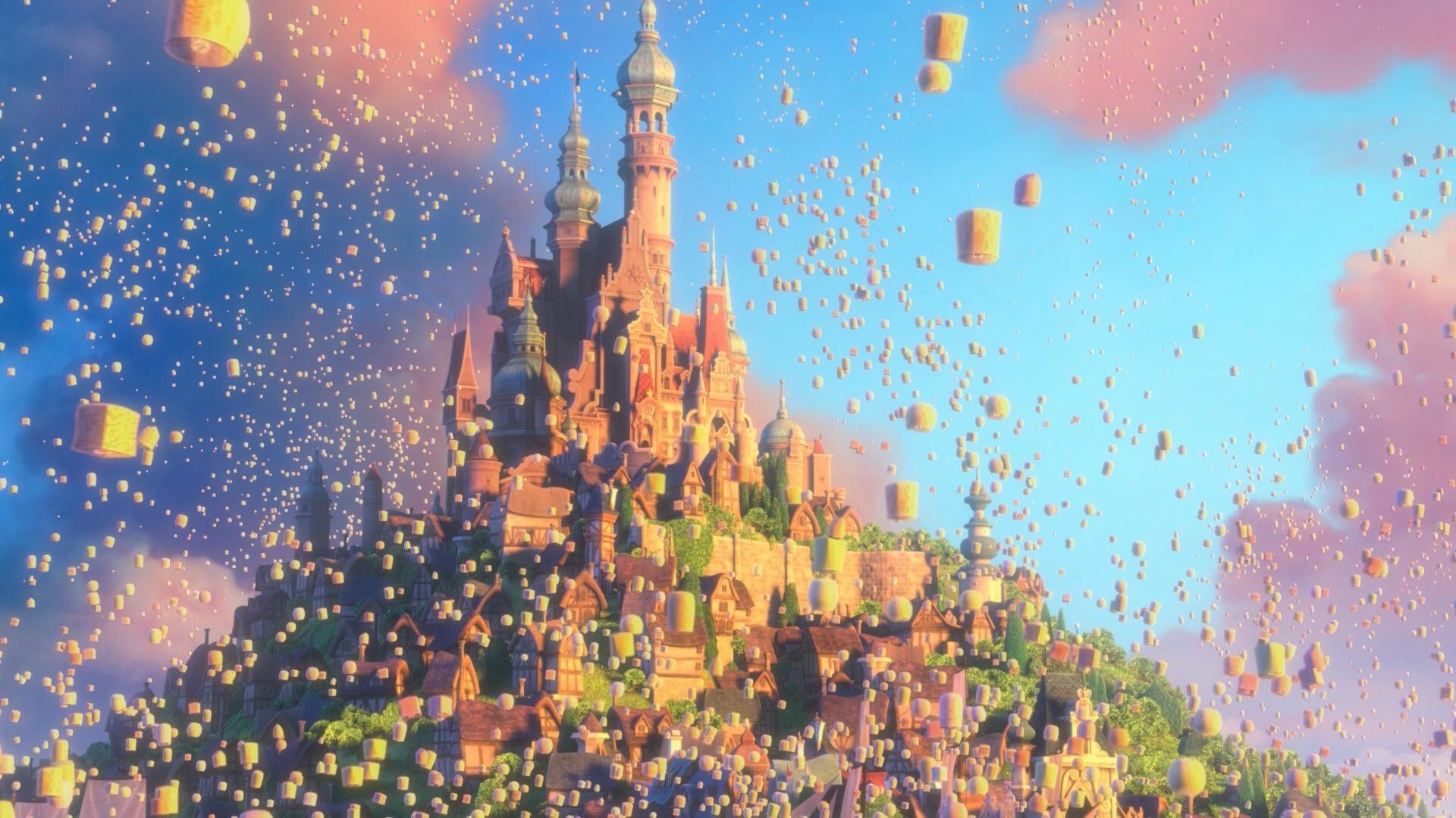 Castello Rapunzel lanterne cielo, 1920x1080 1080p, PC Desktop