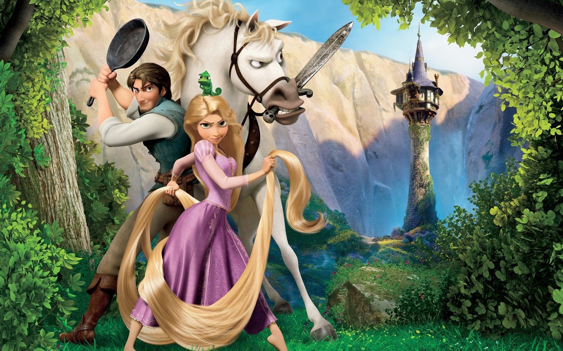 Rapunzel Flynn cavallo torre, 1920x1200 Full HD+, Desktop