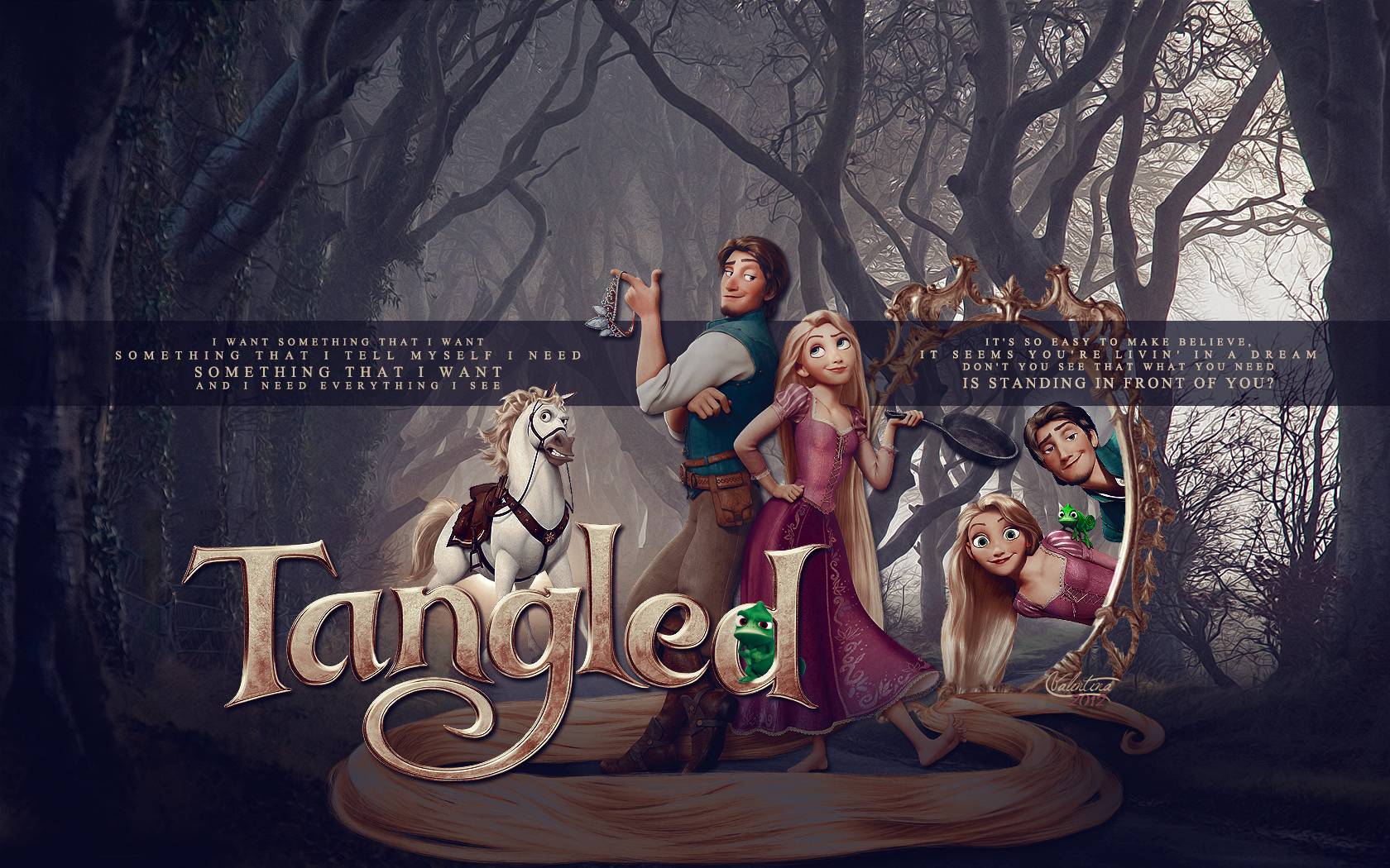 Rapunzel e Flynn Tangled poster, 1680x1050 900p, PC Desktop