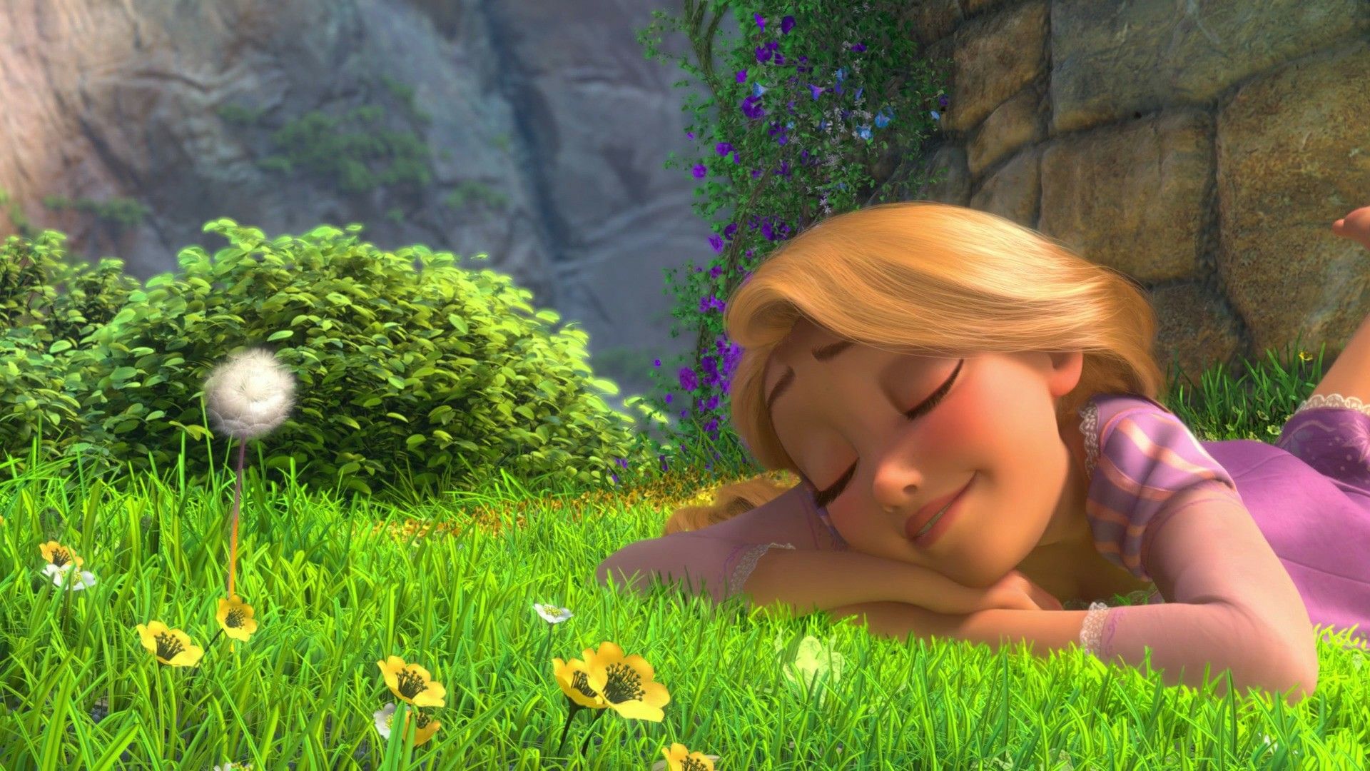 Rapunzel seduta su roccia, 1920x1080 Full HD, PC Desktop