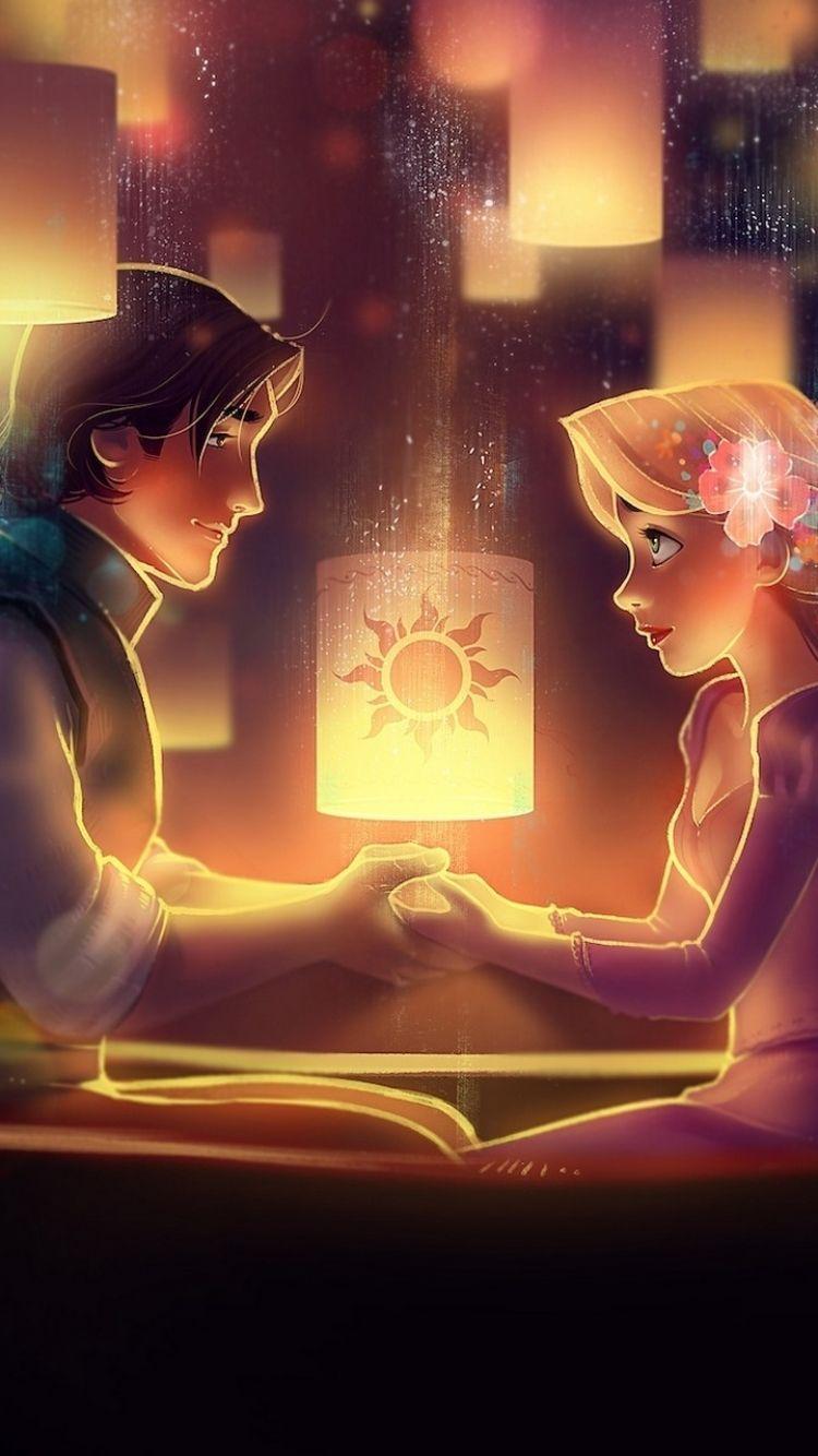 Rapunzel e Flynn con lanterna, 750x1334 Verticale, Mobile