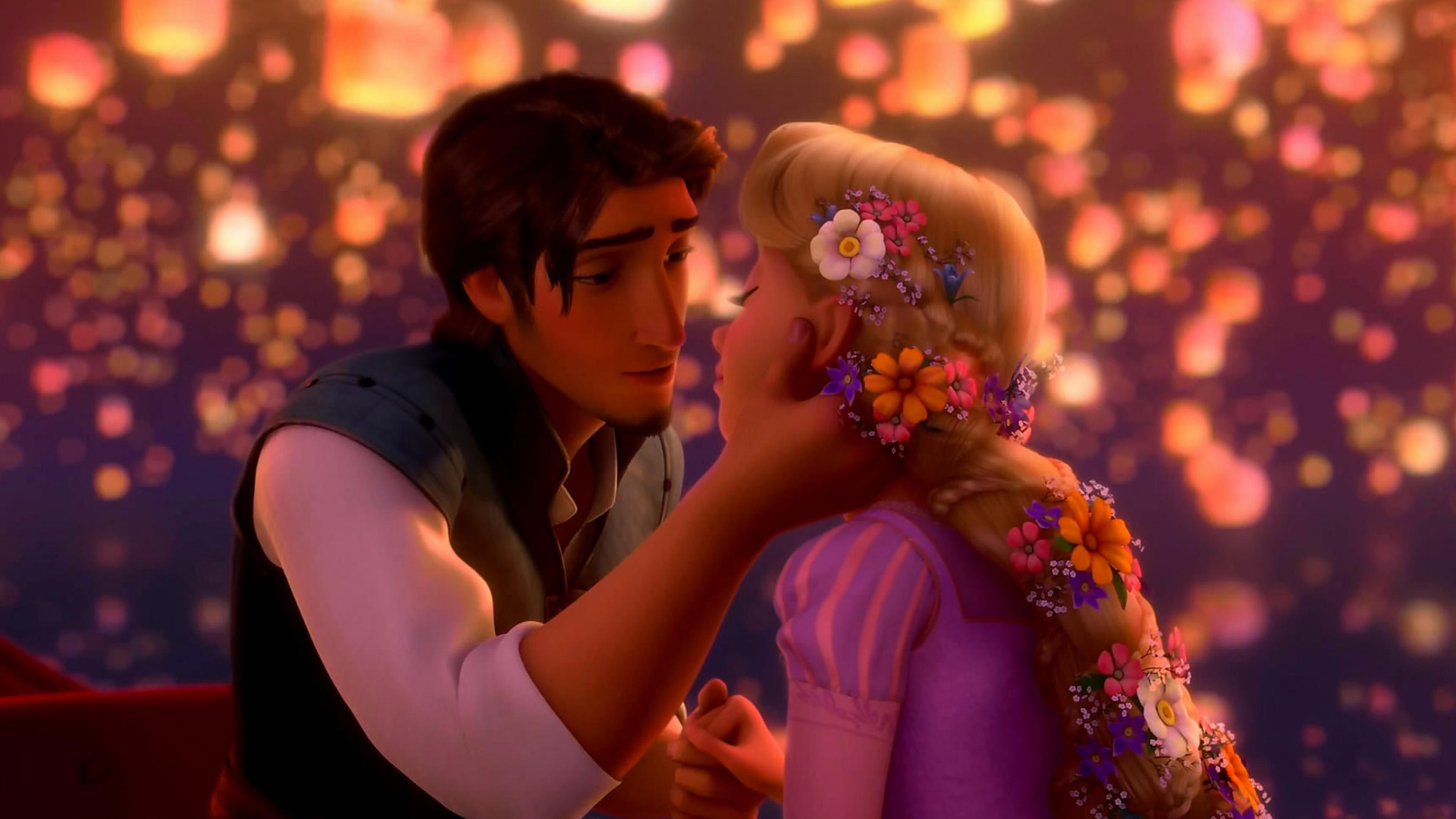 Rapunzel e Flynn Rider, lanterne, 3840x2160 UHD, PC 4K
