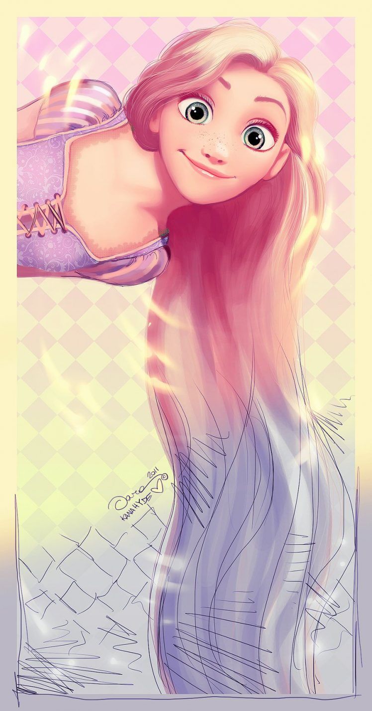 Rapunzel capelli lunghi rosa, 748x1428 Verticale, Mobile