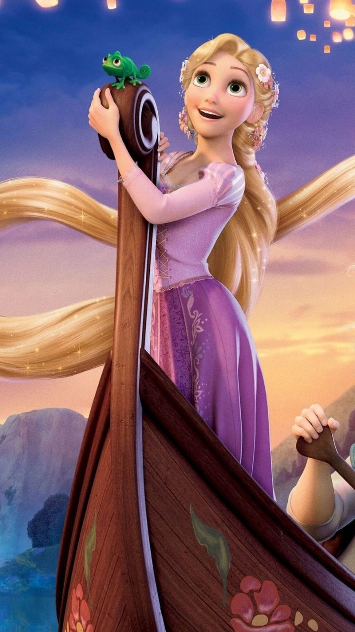 Rapunzel su barca con Pascal, 720x1280 Full HD Verticale, iPhone