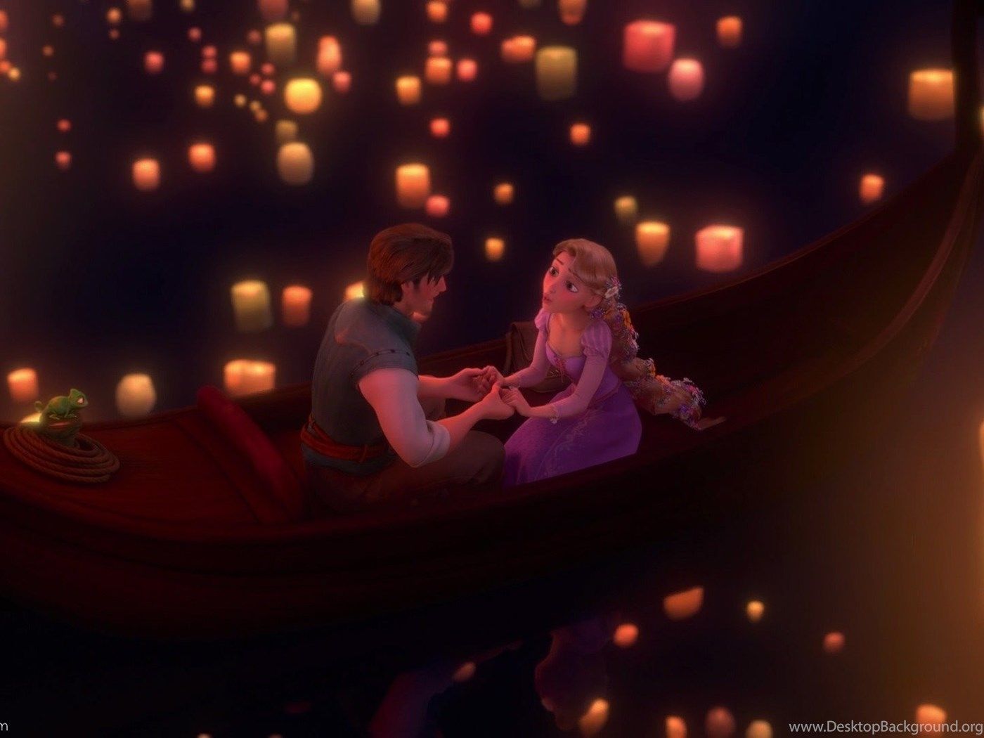 Rapunzel e Flynn barca lanterne, 1400x1050 720p, Laptop