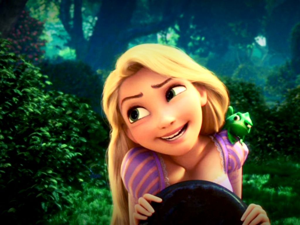 Rapunzel e Pascal nel bosco, 1024x768 HD, PC Desktop