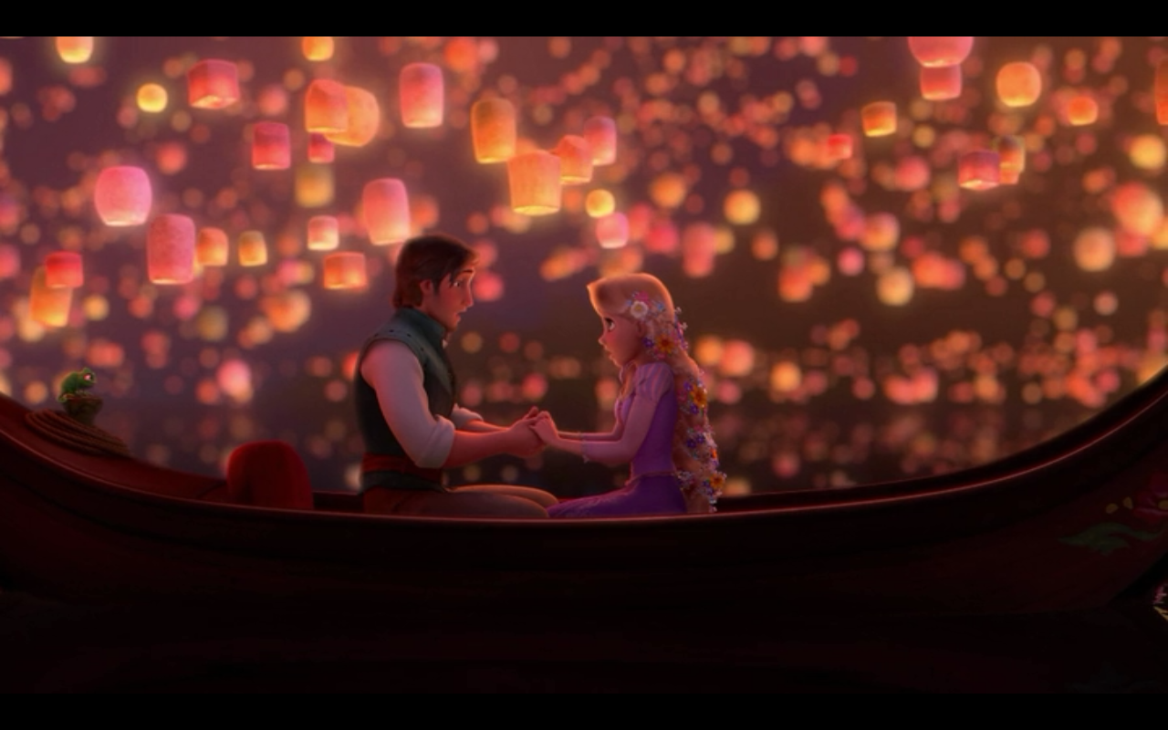 Rapunzel e Flynn barca lanterne, 1280x800 HD, Desktop
