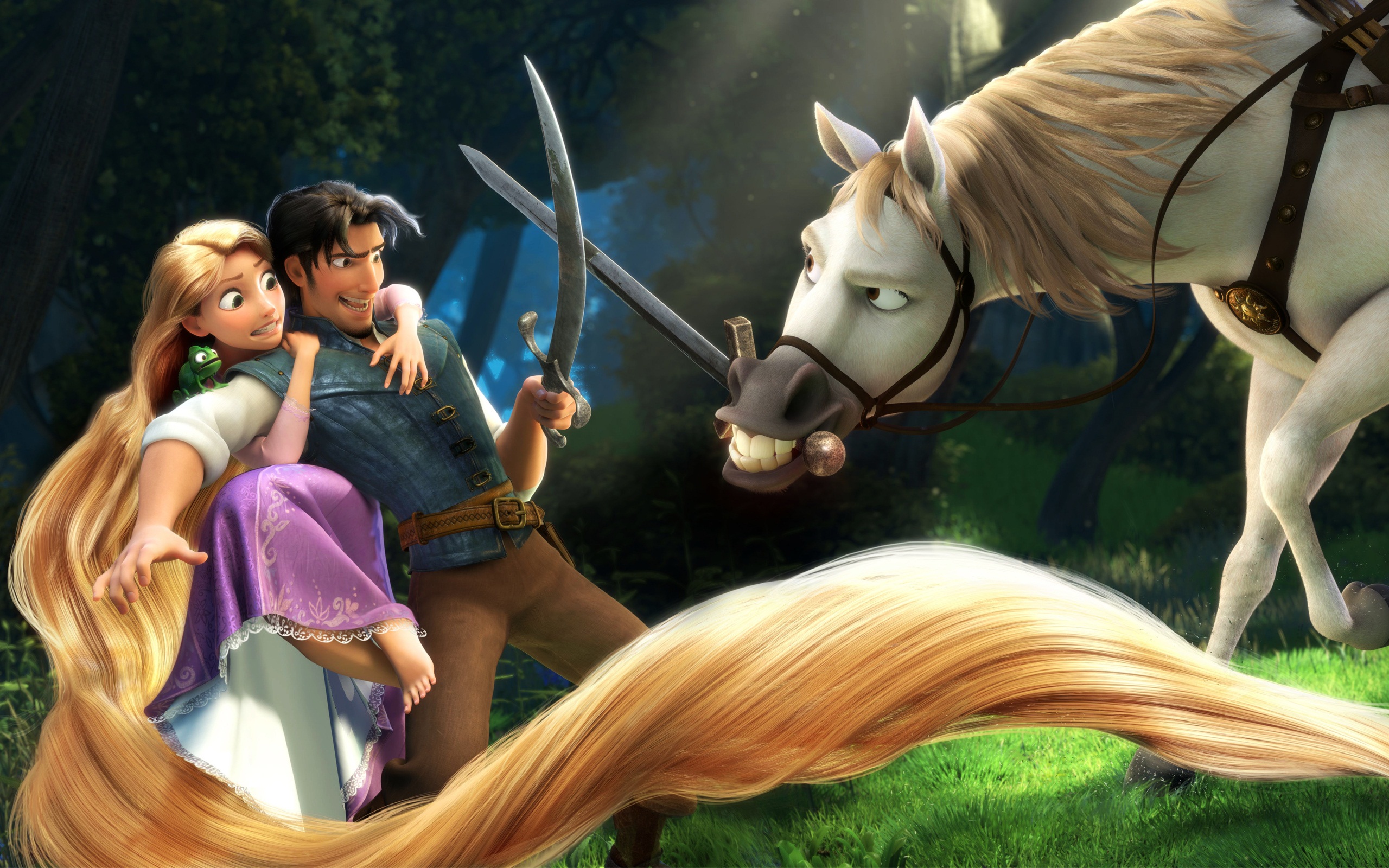 Rapunzel, Flynn e cavallo, 2560x1600 2K, Laptop
