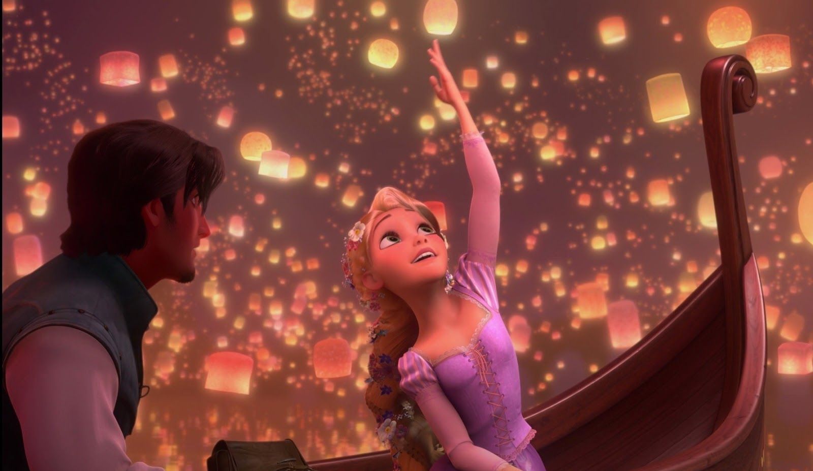 Rapunzel lanterne barca Tangled, 1600x927 HD Ready, Desktop
