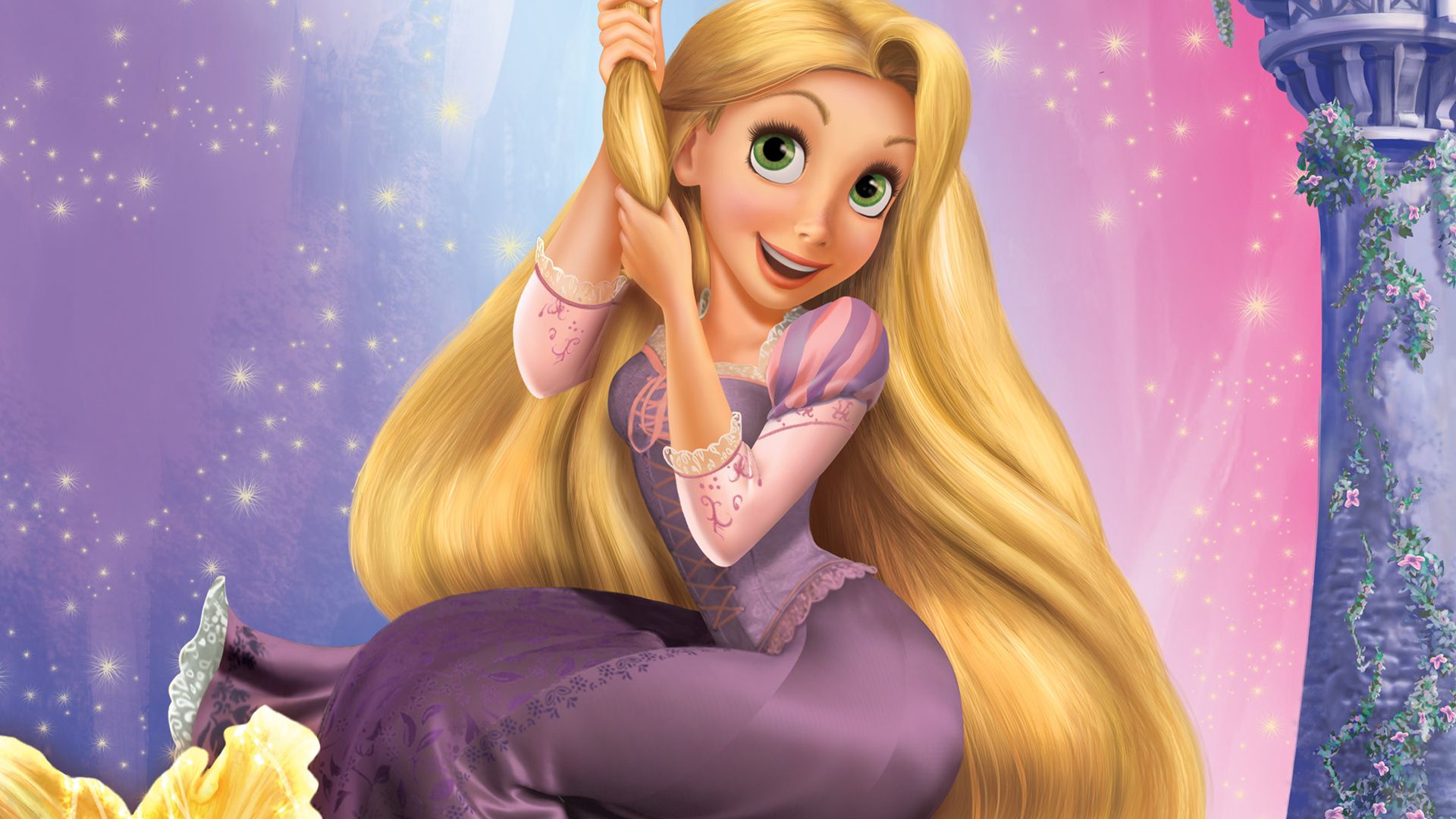 Rapunzel Disney capelli dorati, classici d'animazione, 1920x1080 1080p, Laptop