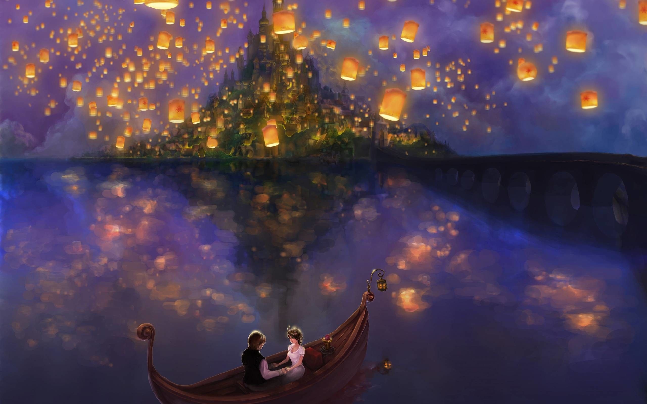 Rapunzel lanterne castello barca, 2560x1600 2K+, Desktop