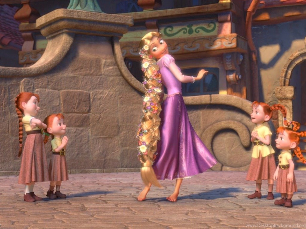 Rapunzel con bambine, Tangled, 1024x768 HD, Laptop