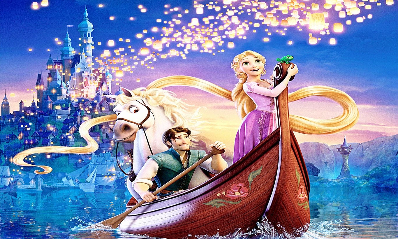 Rapunzel barca con lanterne, 1366x820 HD, Desktop