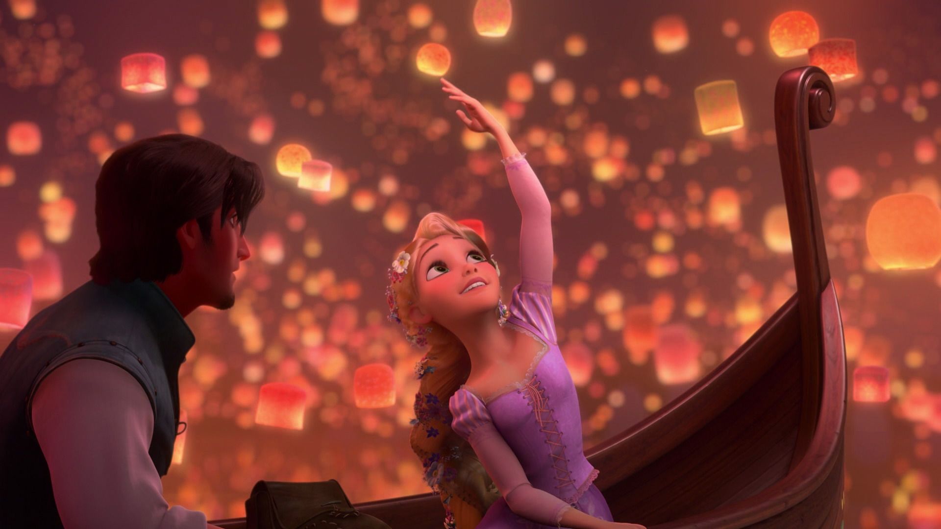Rapunzel lanterne barca Tangled, 1920x1080 Full HD, Desktop