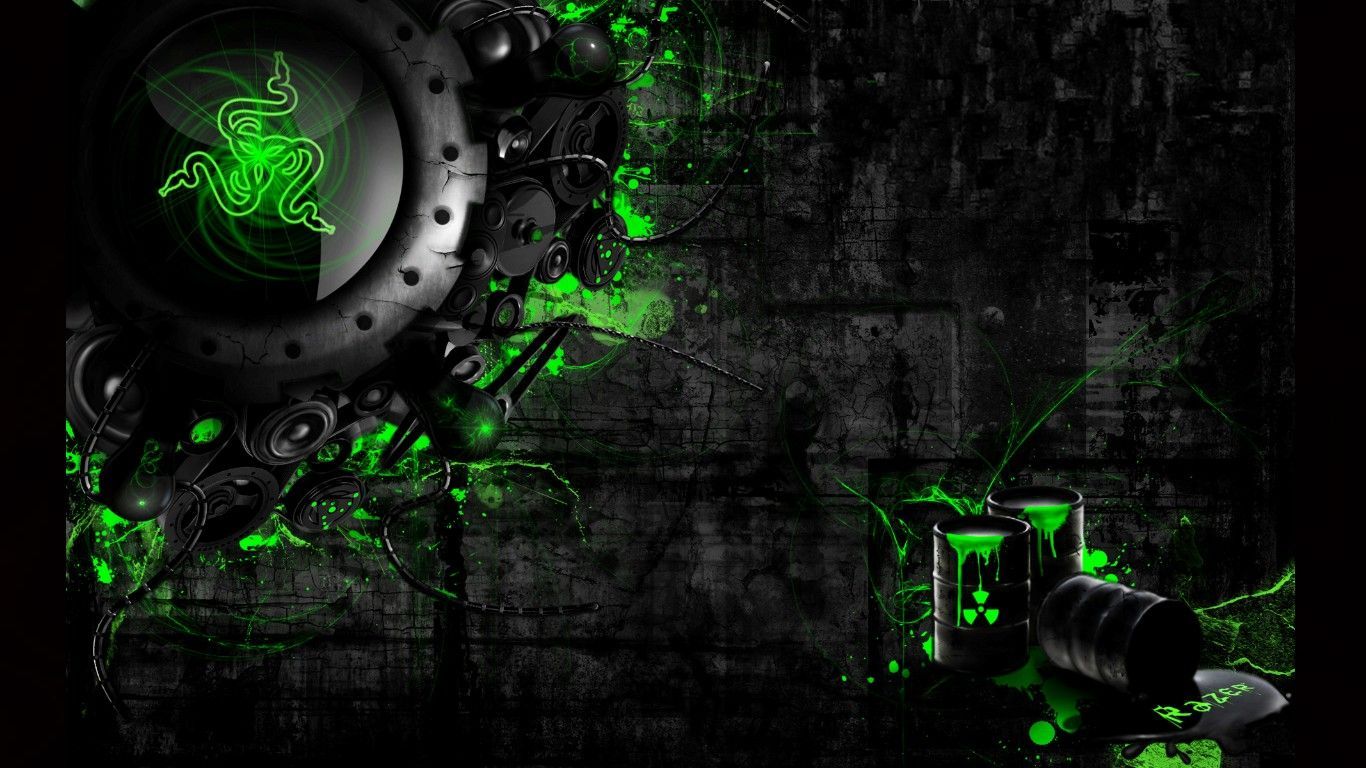 Logo Razer verde neon, 1366x768 720p, Monitor Gaming