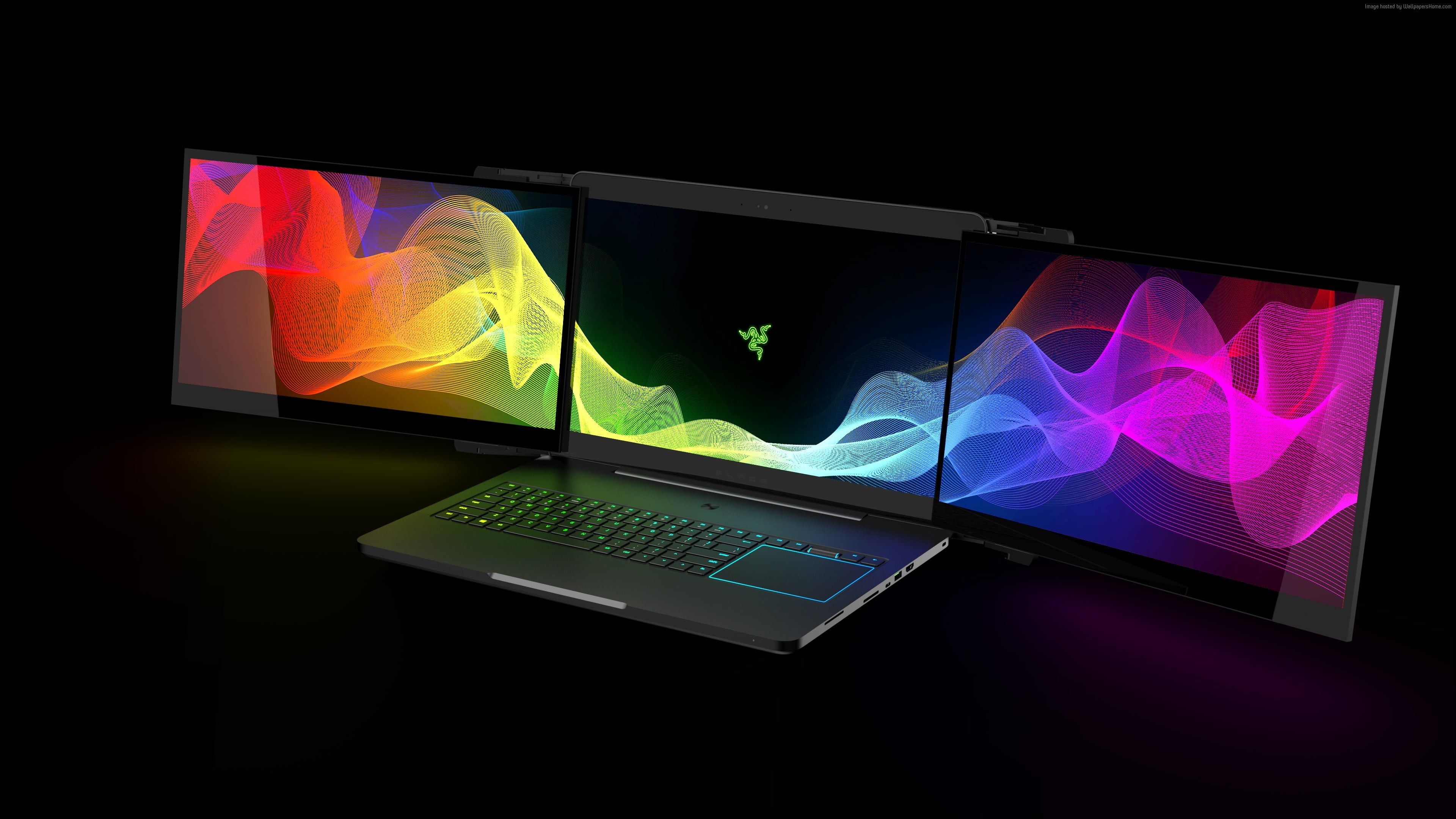Laptop Razer schermi multipli colorati, 3840x2160 Ultra HD, PC