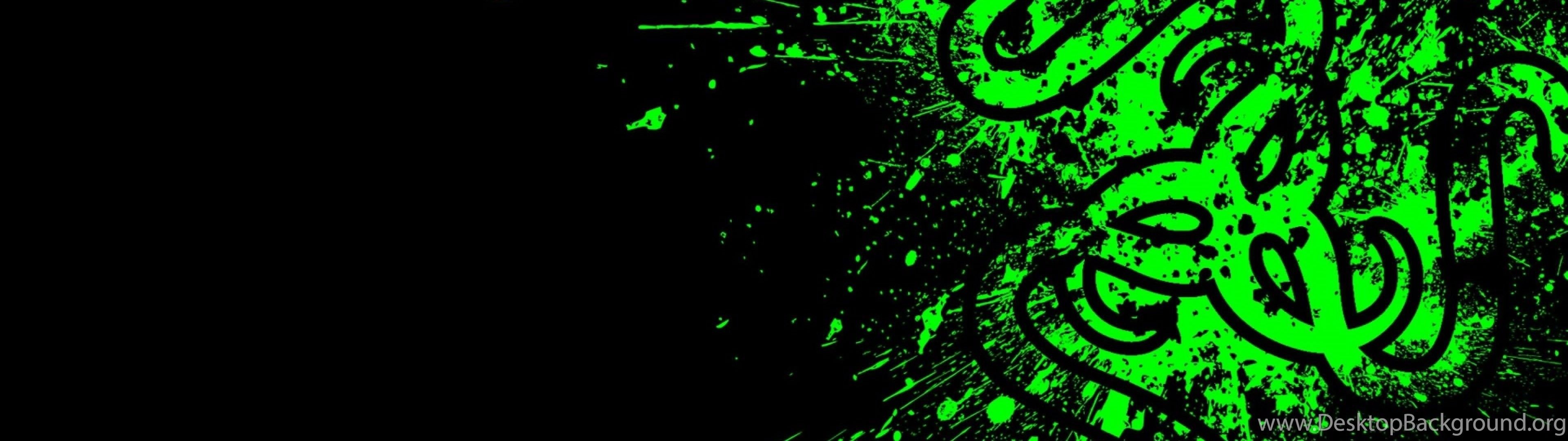 Logo Razer verde splatter, 3840x1080 21:9, PC