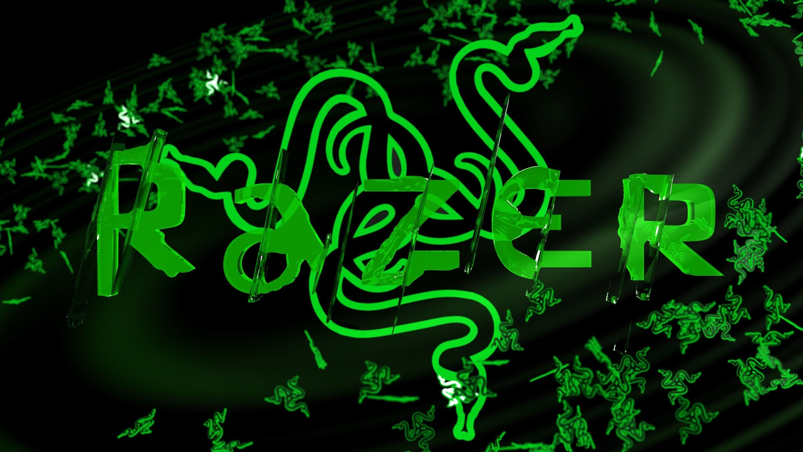 Logo Razer verde neon, 2560x1440 1440p, Desktop