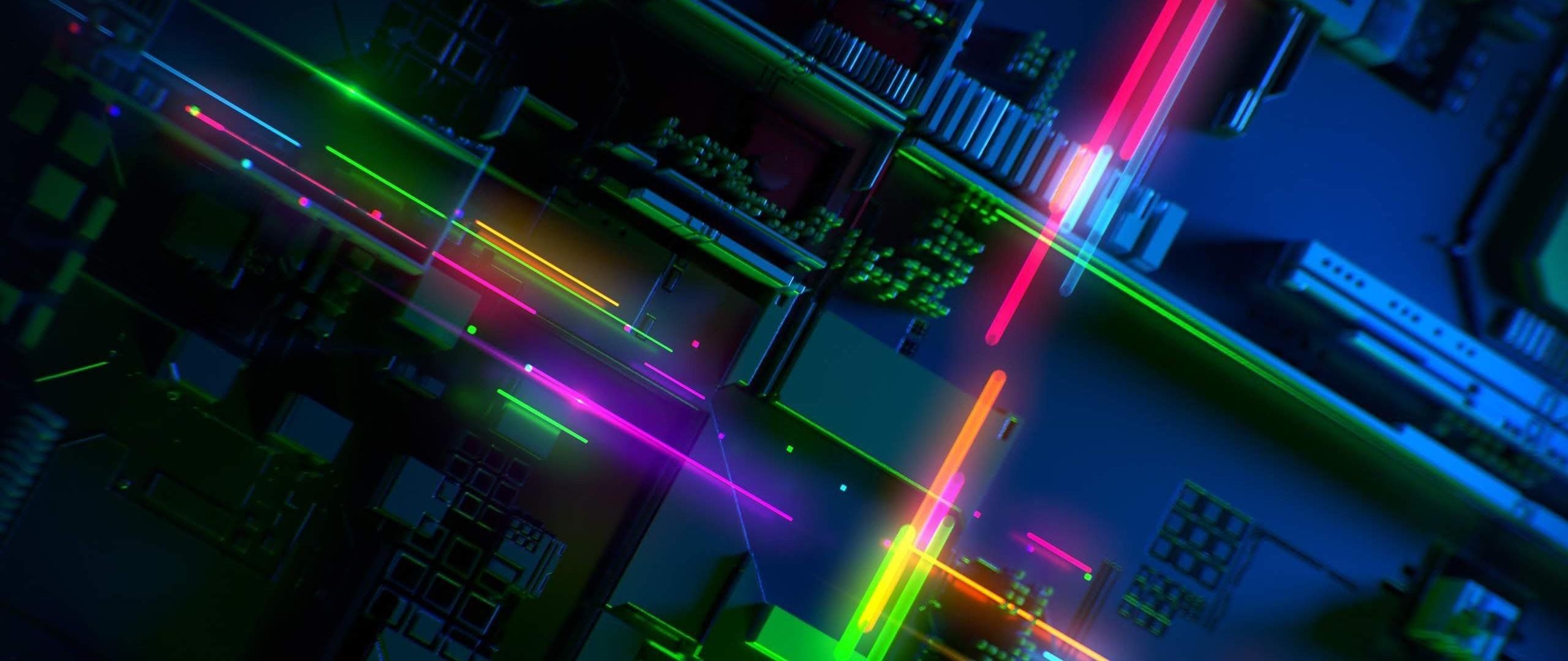 Circuito luci neon colorate, 2560x1080 Panoramico, Dual Screen