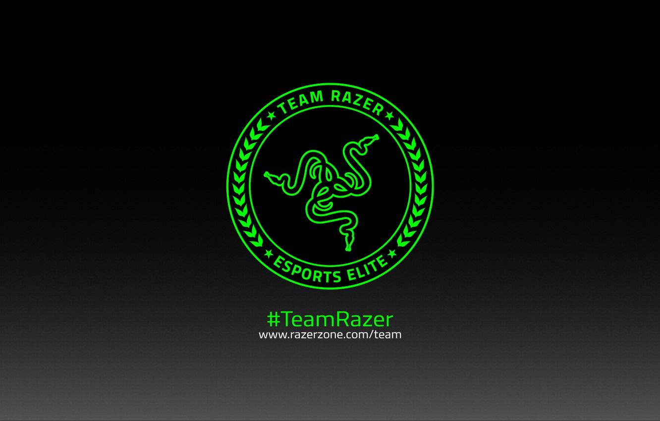 Logo Razer verde su nero, 1332x850 HD, Desktop