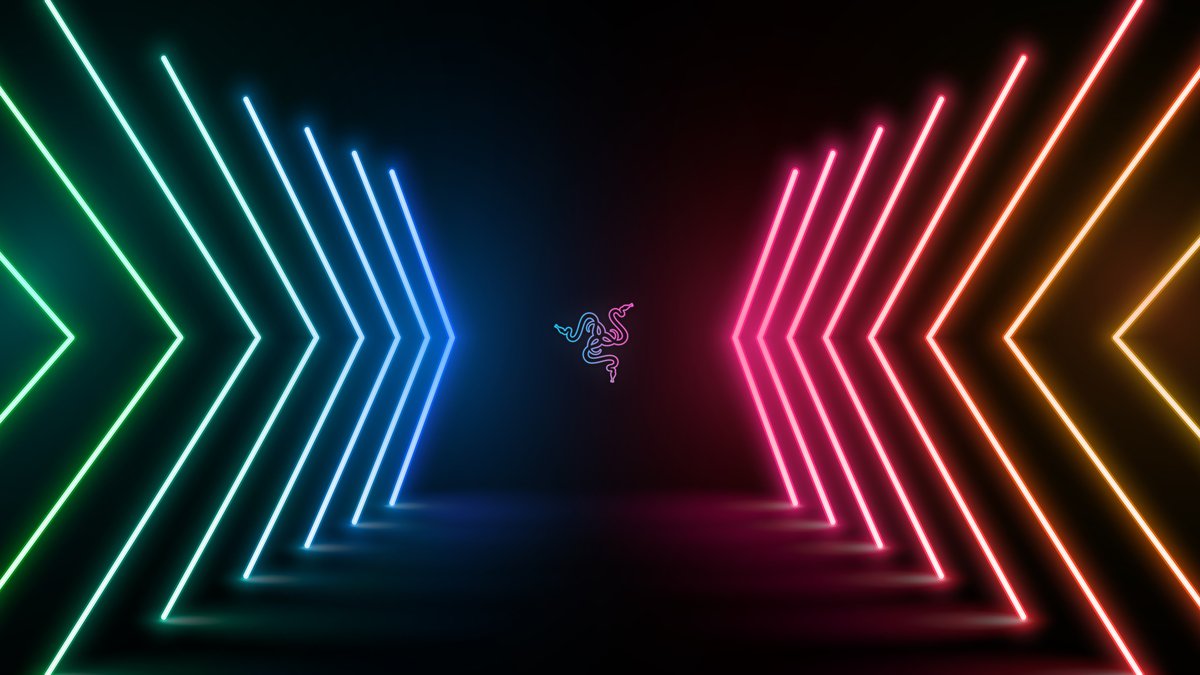 Logo Razer neon colorato, 1200x675 HD, Desktop