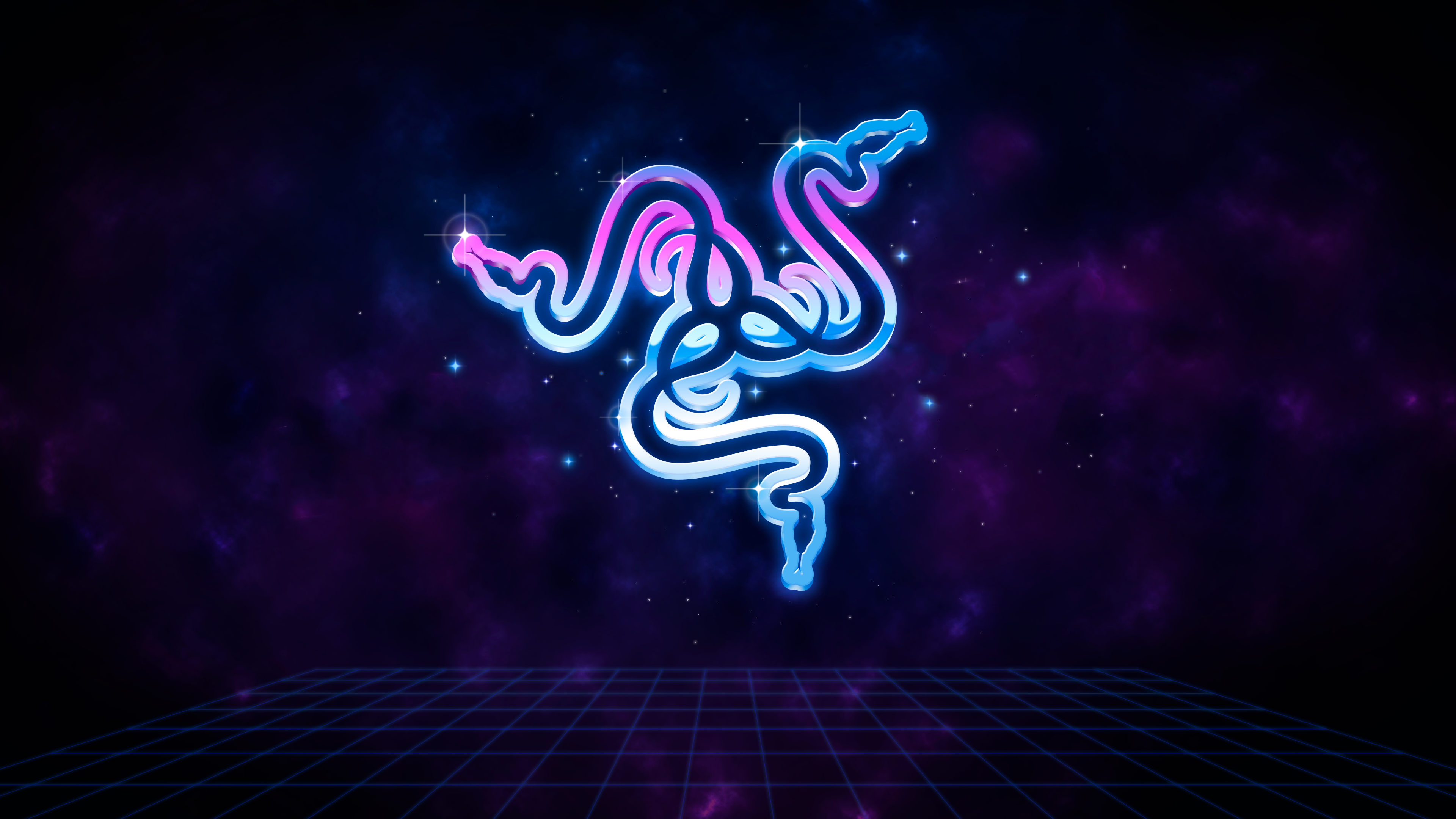 Logo Razer neon blu rosa, 3840x2160 UHD, Monitor 4K