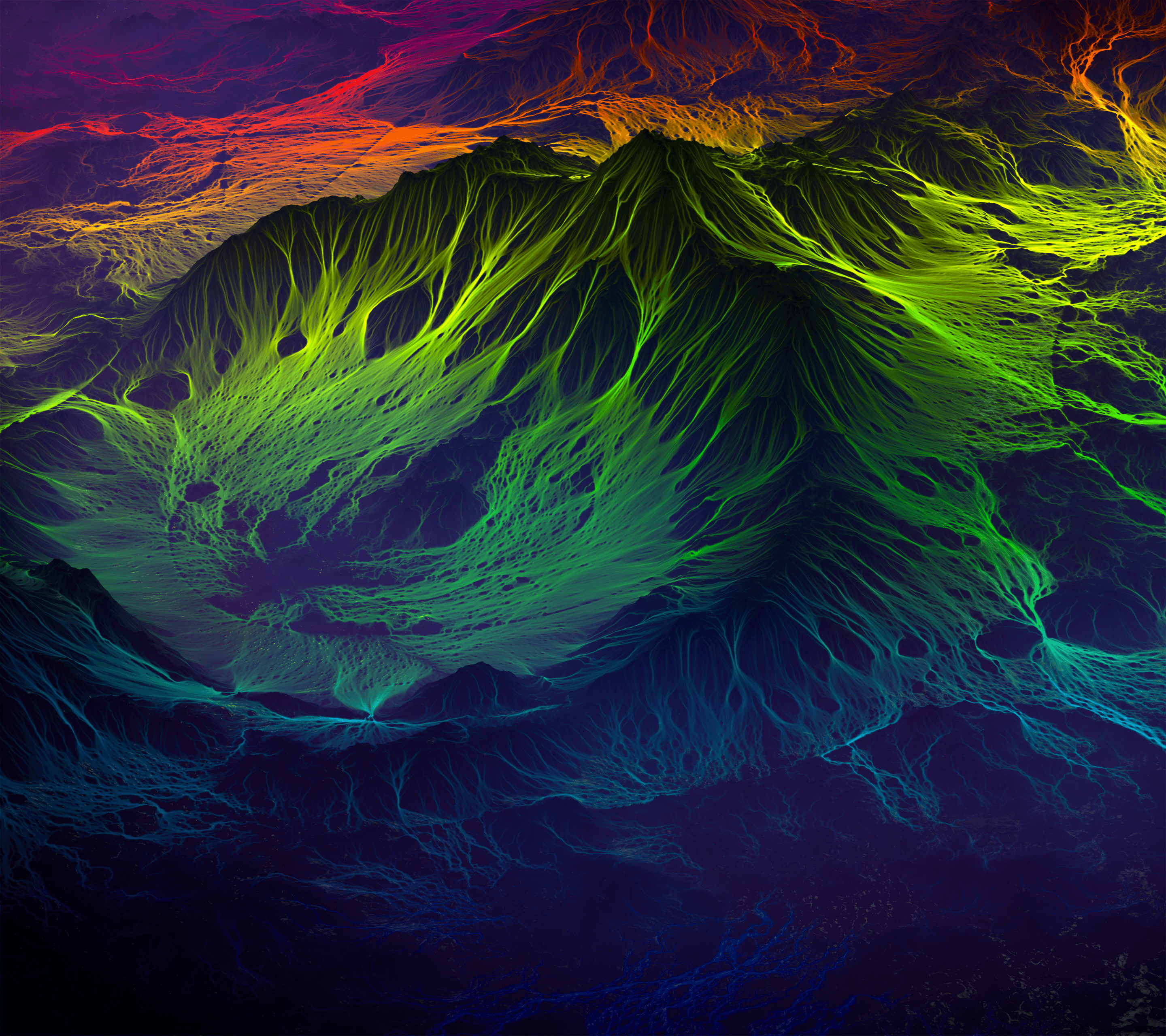 Montagna astratta verde luminosa, 2880x2560 WQXGA, Desktop