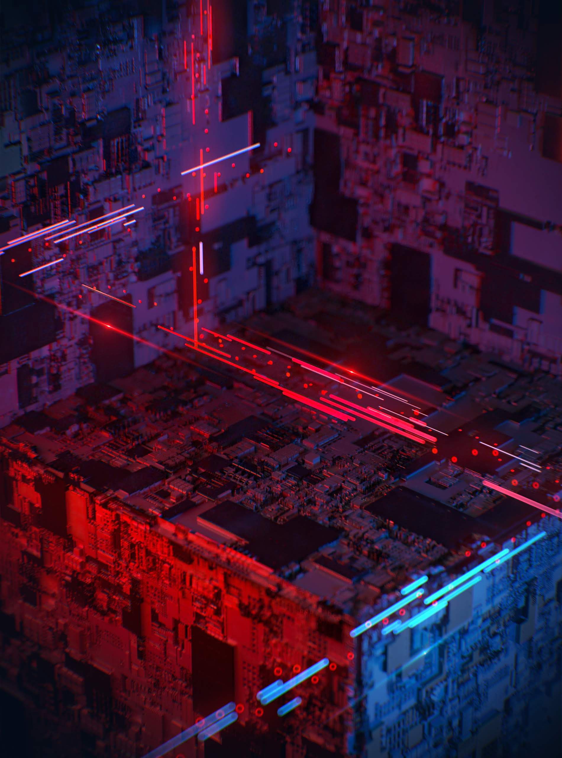 Cubo digitale astratto rosso, 1900x2560 Full HD Verticale, iPhone