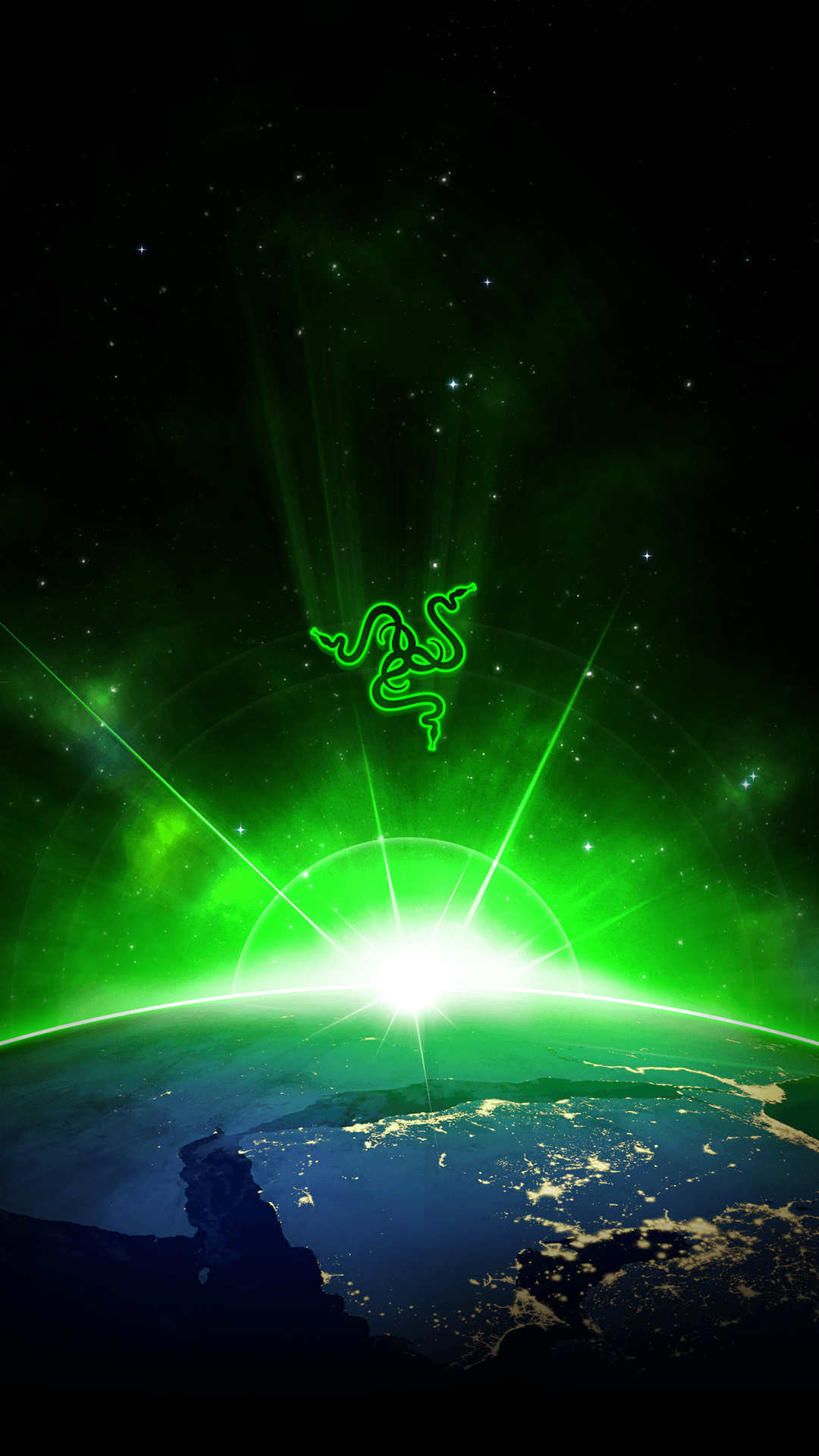Logo Razer verde su Terra, 1080x1920 Verticale, Mobile