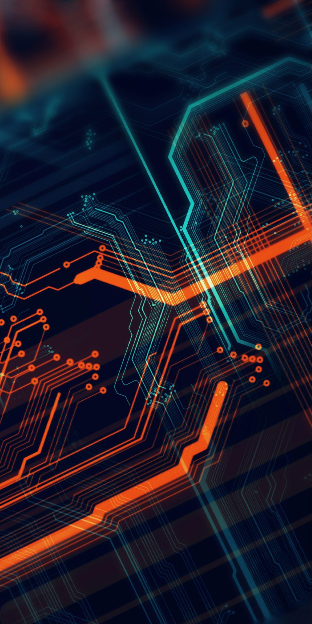 Circuito digitale astratto arancione, 1080x2160 Full HD Verticale, iPhone